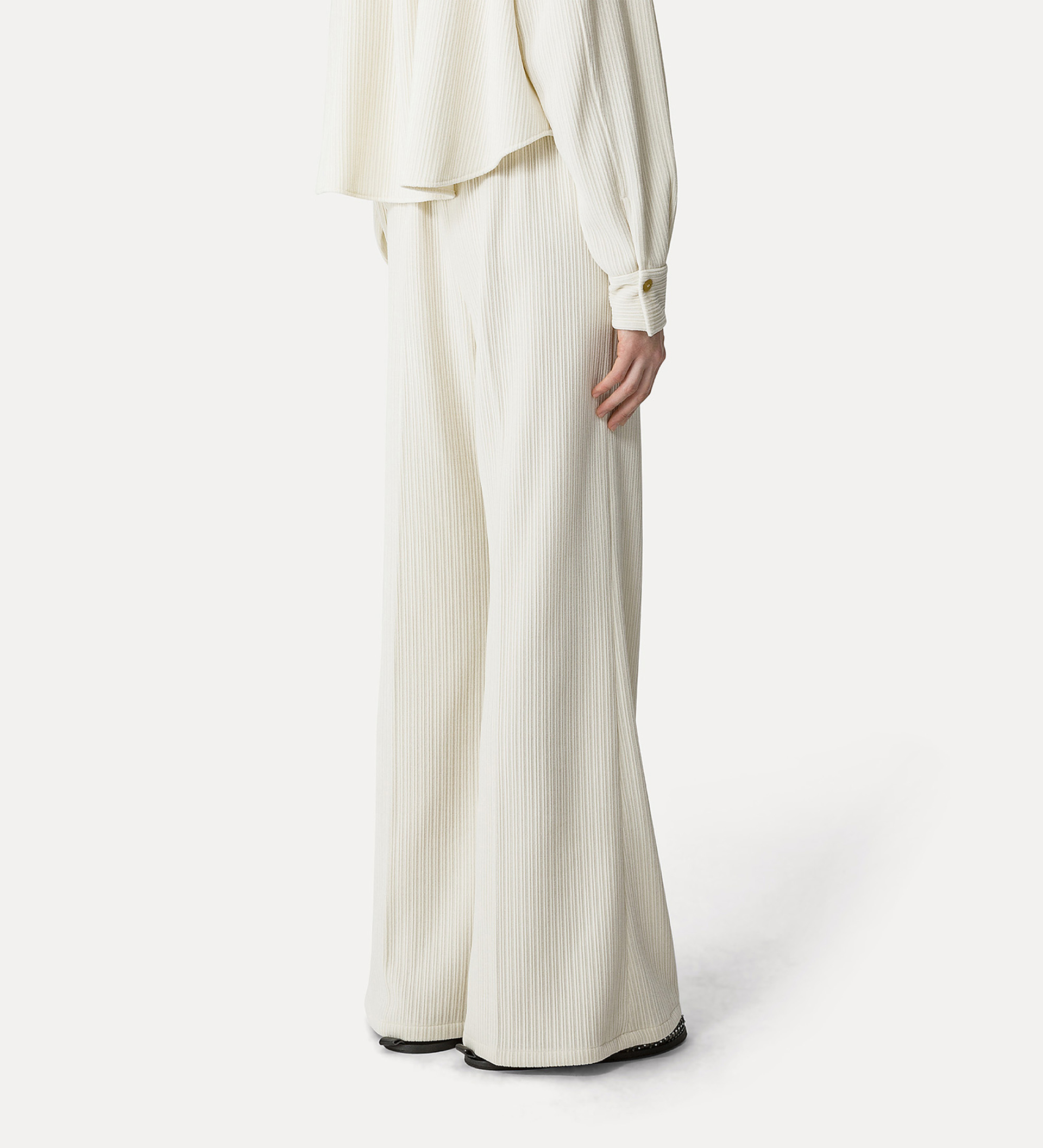 flared trousers in corduroy–effect jersey | forte_forte