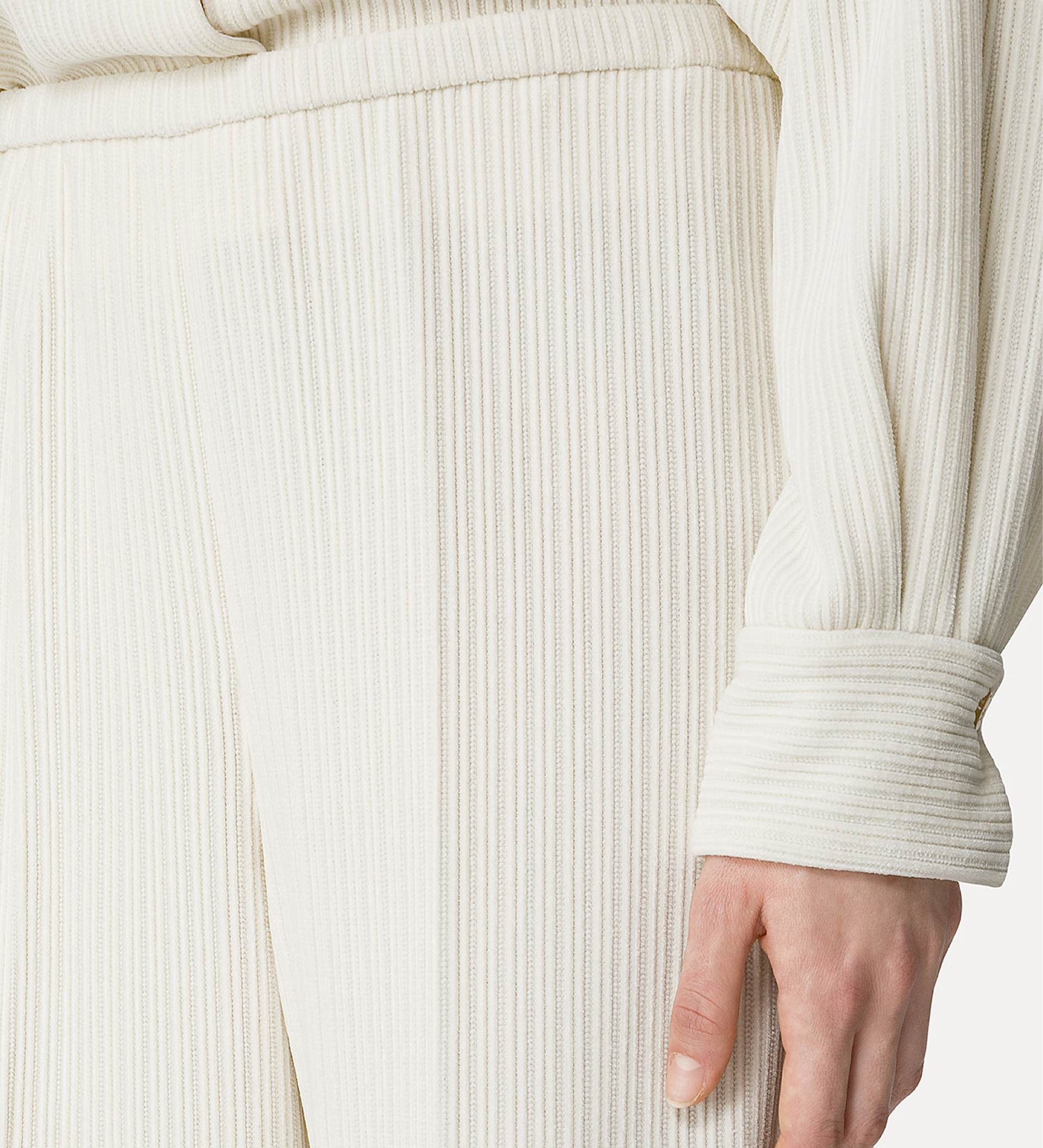 flared trousers in corduroy–effect jersey | forte_forte