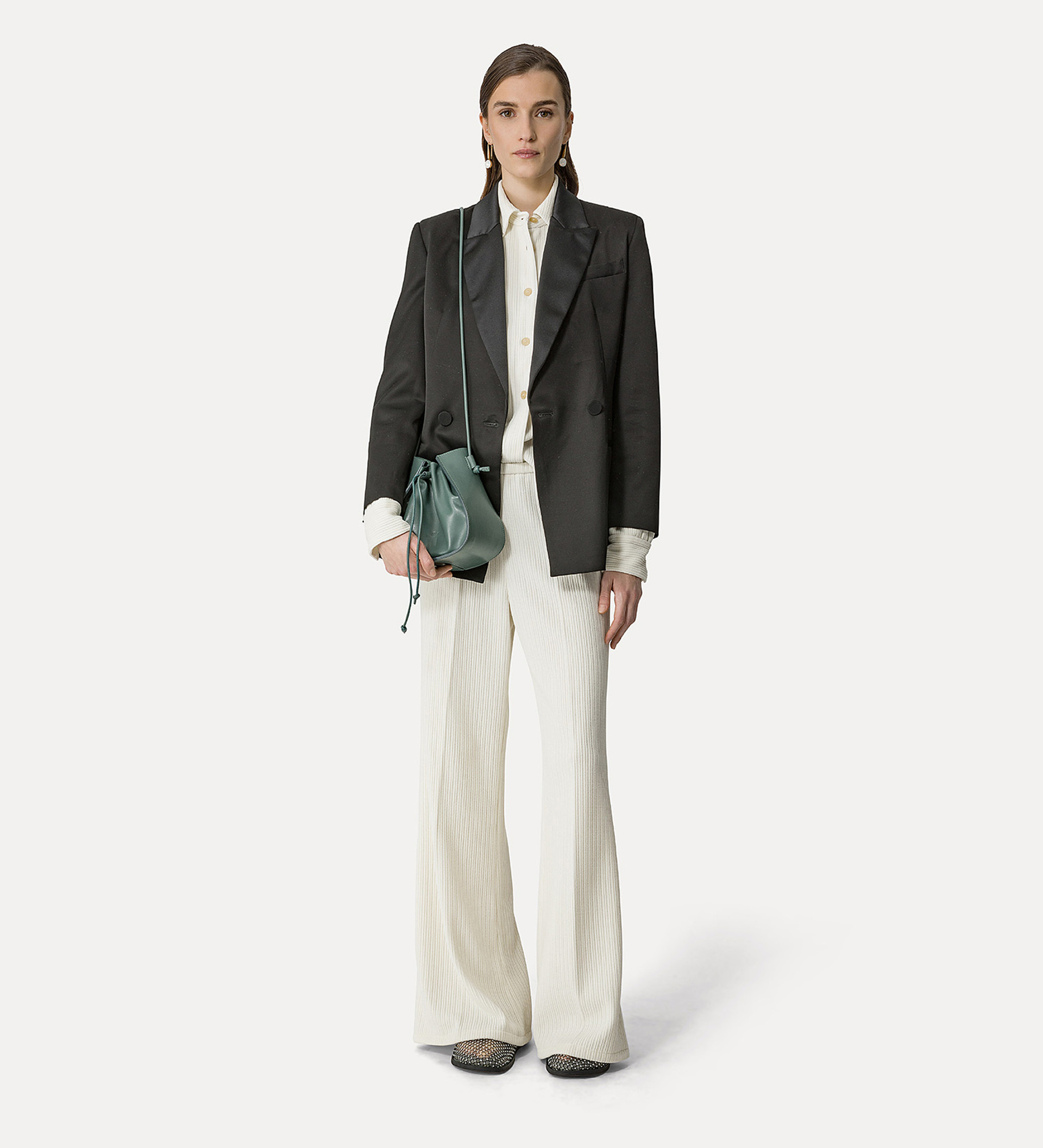 flared trousers in corduroy–effect jersey | forte_forte