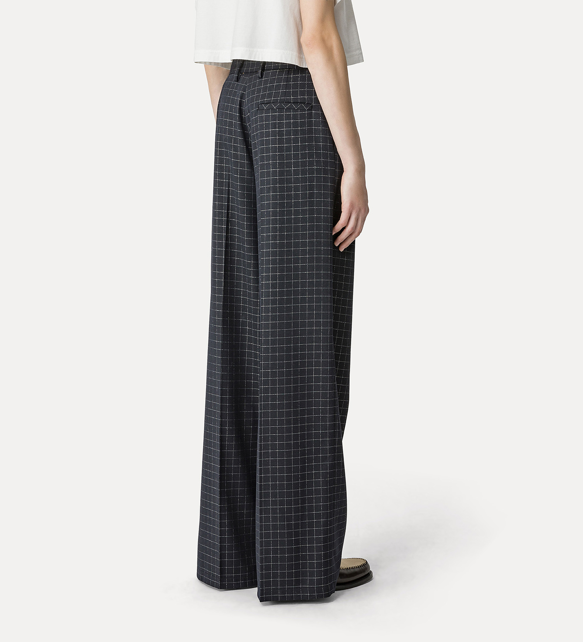 tailored trousers in silver–check batavia | forte_forte