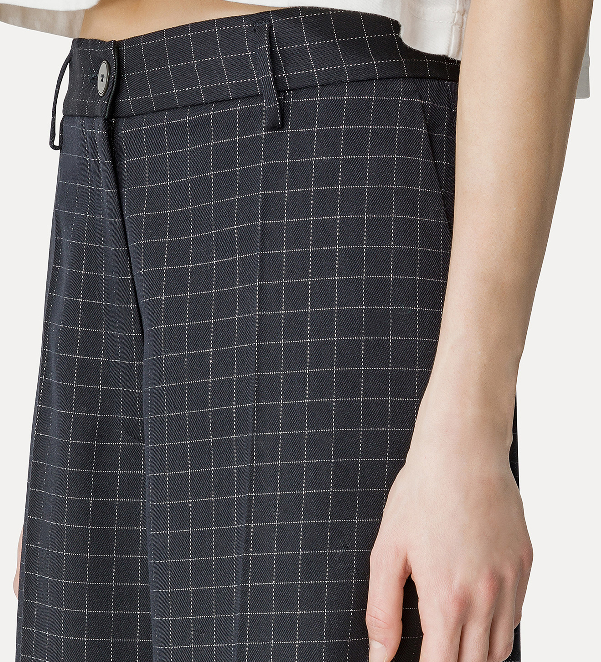 tailored trousers in silver–check batavia | forte_forte