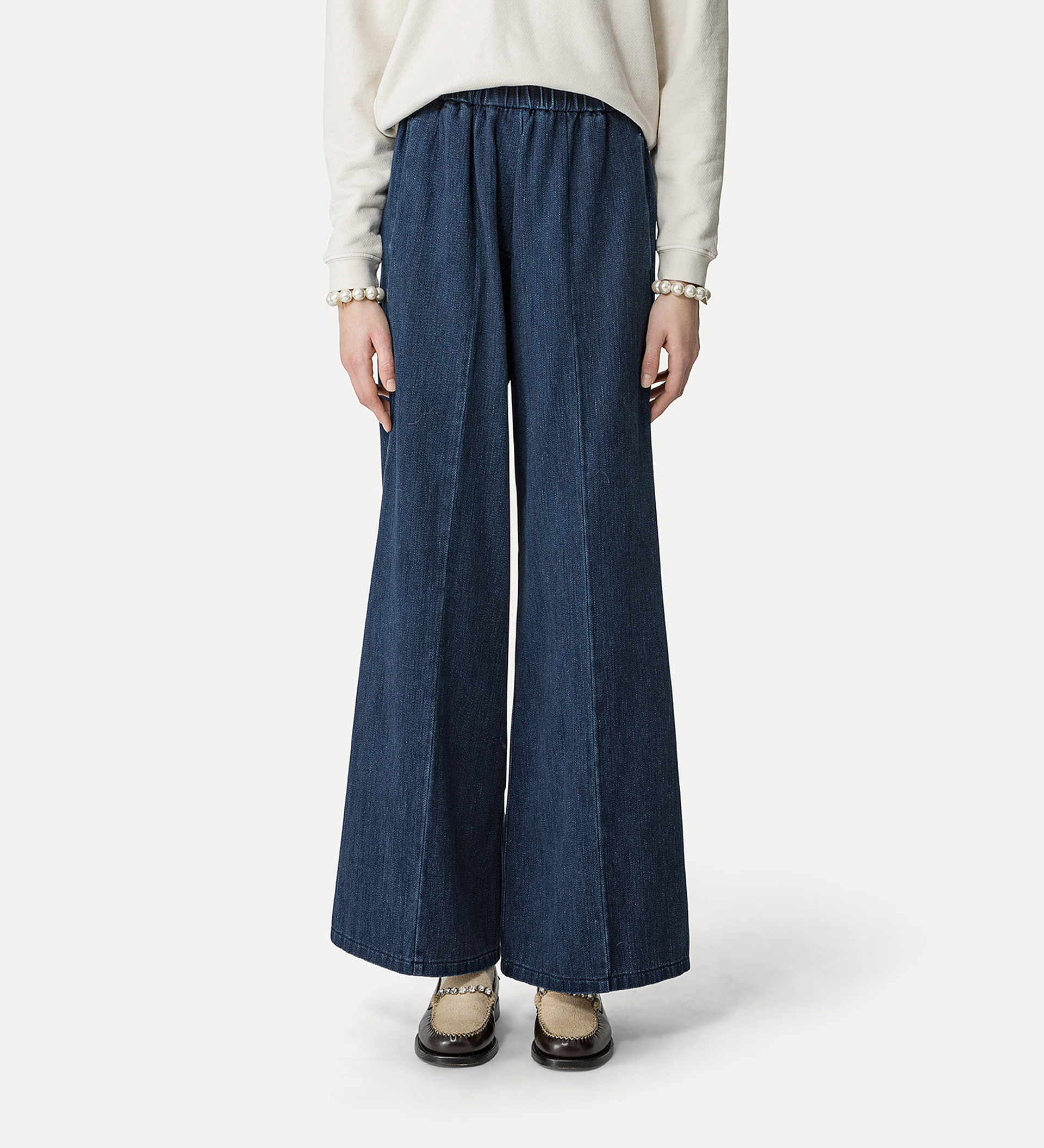pantalone palazzo in denim | forte_forte