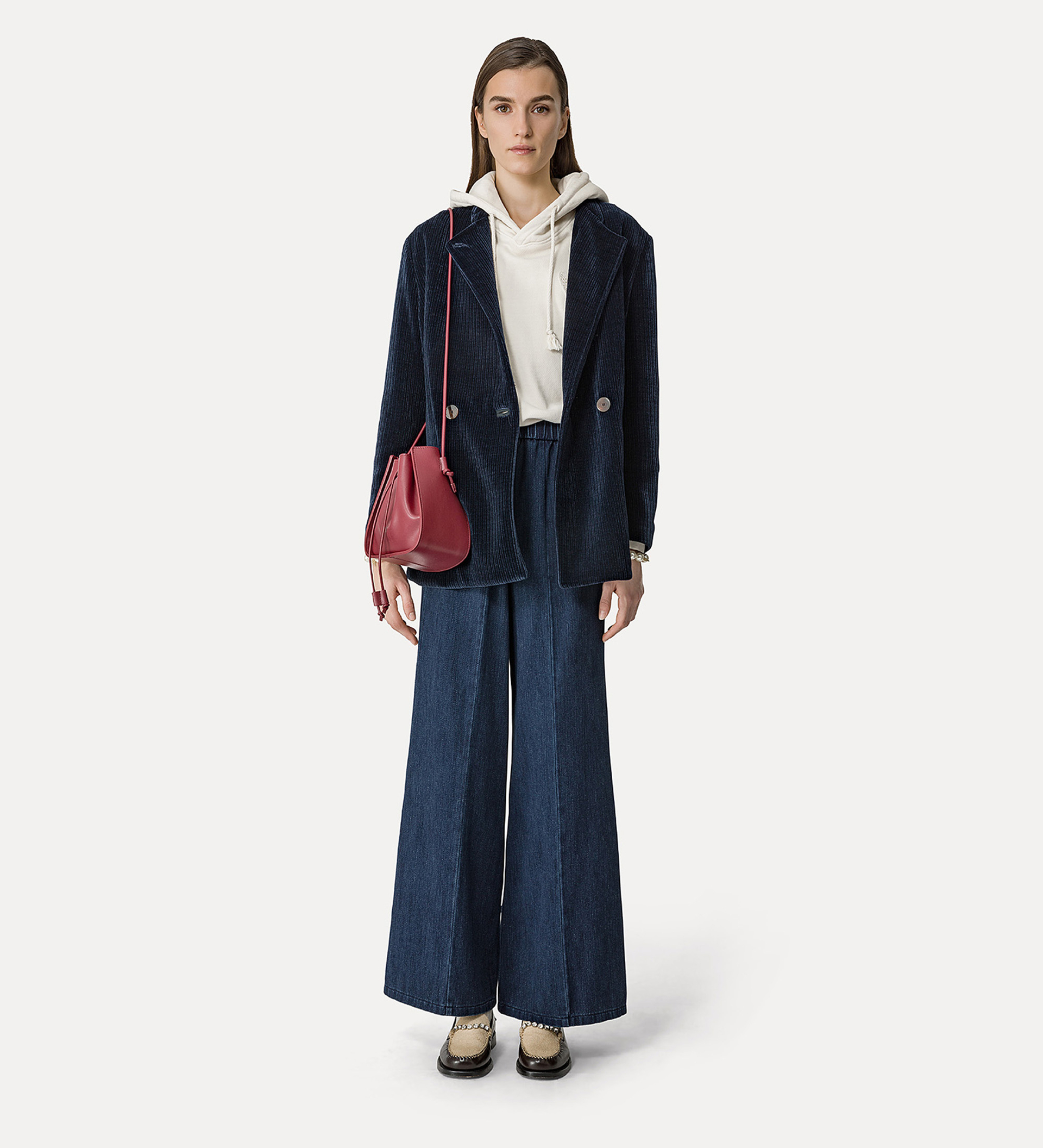 pantalone palazzo in denim | forte_forte