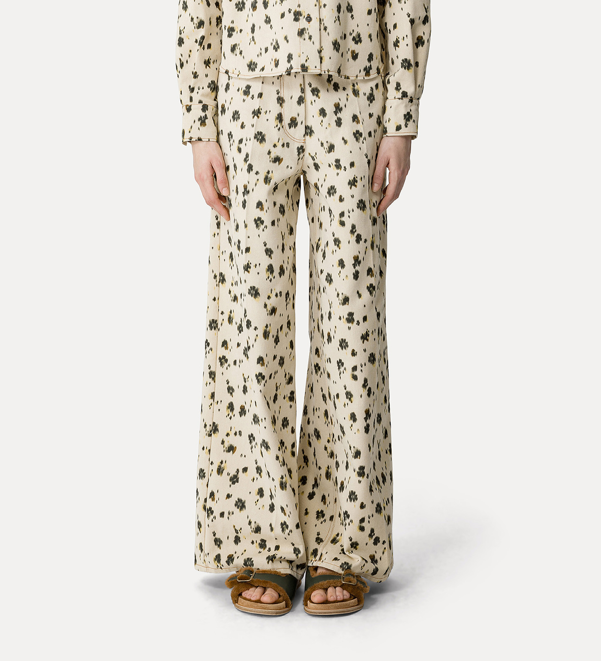jeans wide leg stampa "les fleurs camou" | forte_forte