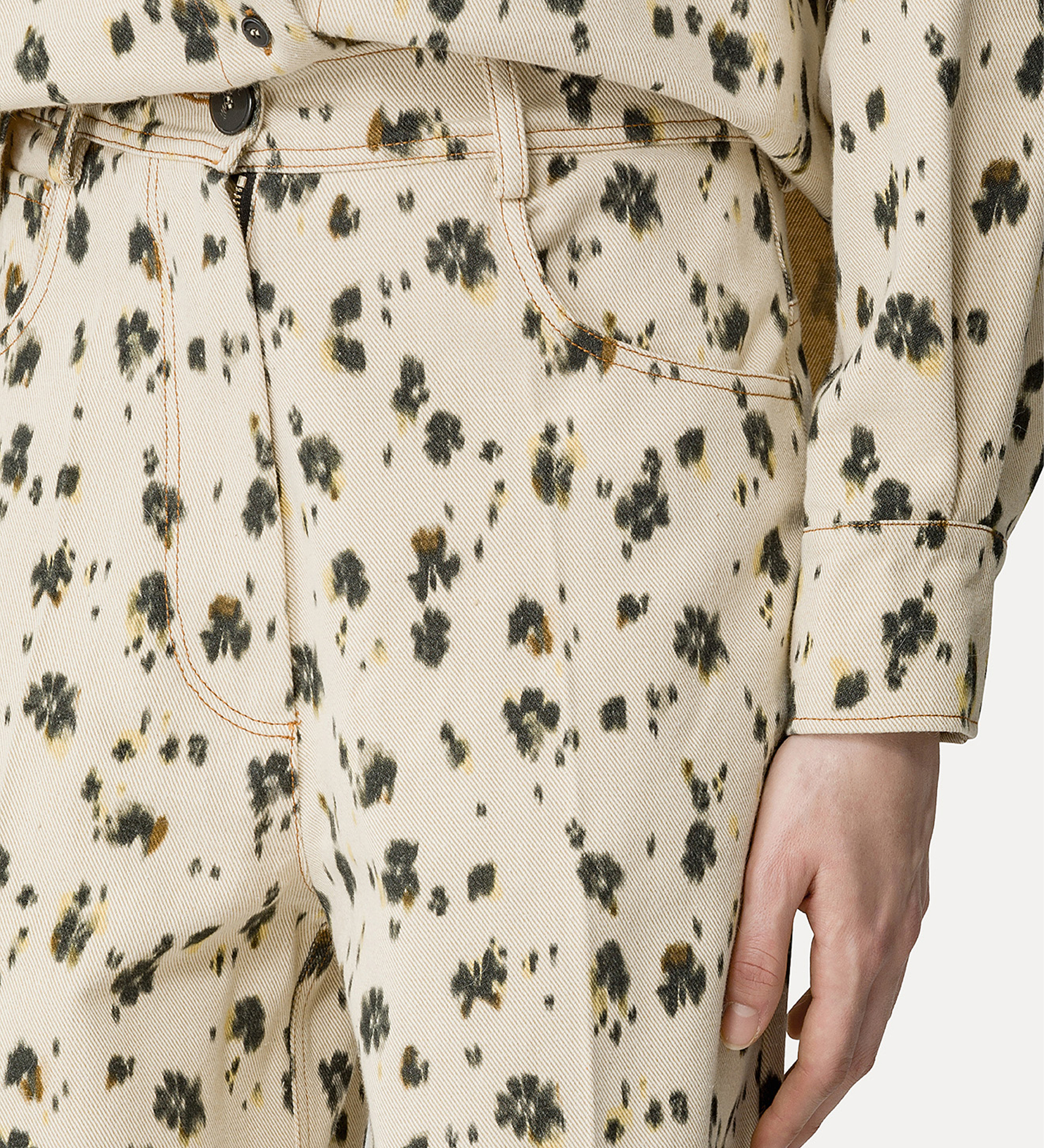 jeans wide leg stampa "les fleurs camou" | forte_forte