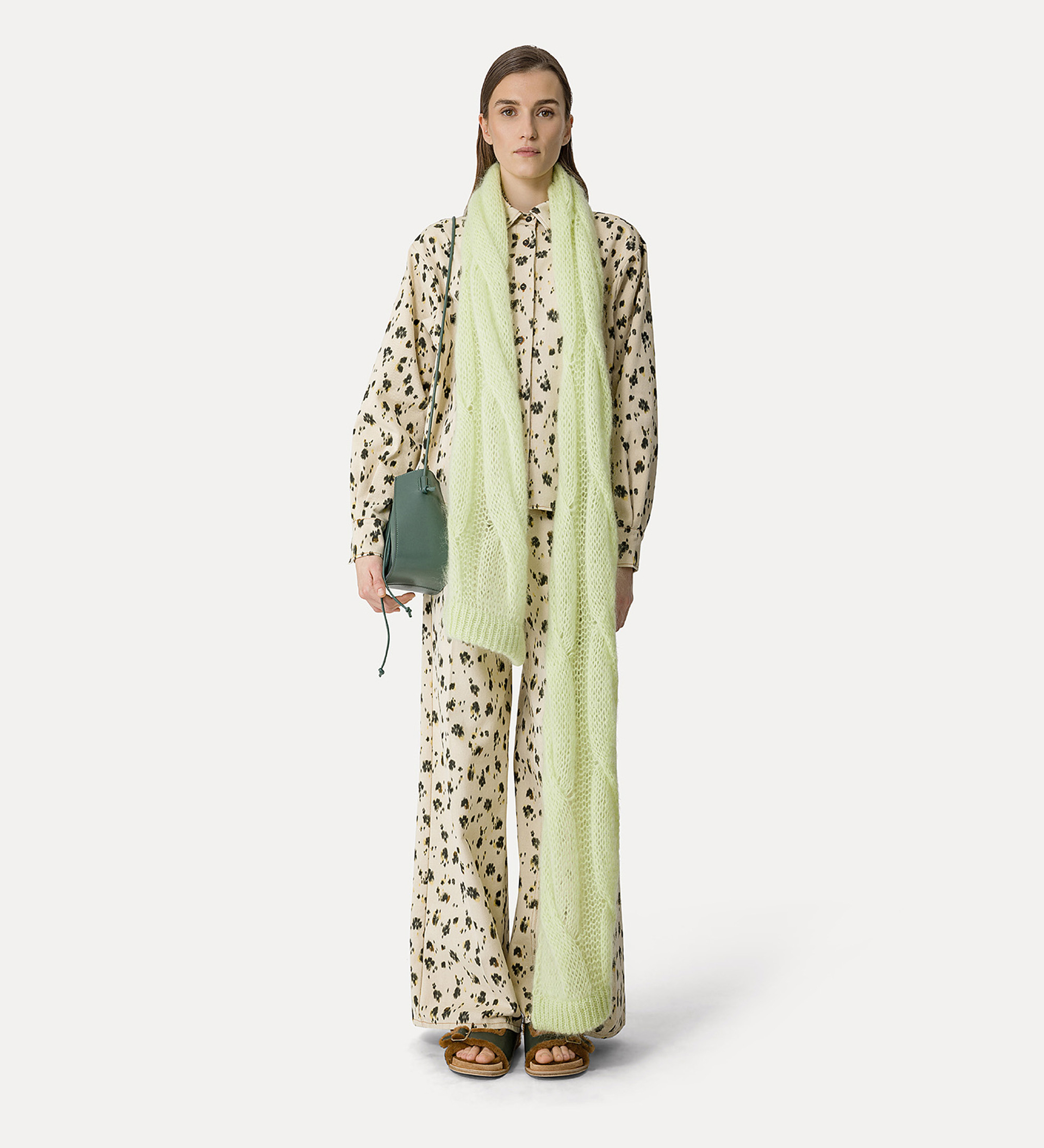 jeans wide leg stampa "les fleurs camou" | forte_forte