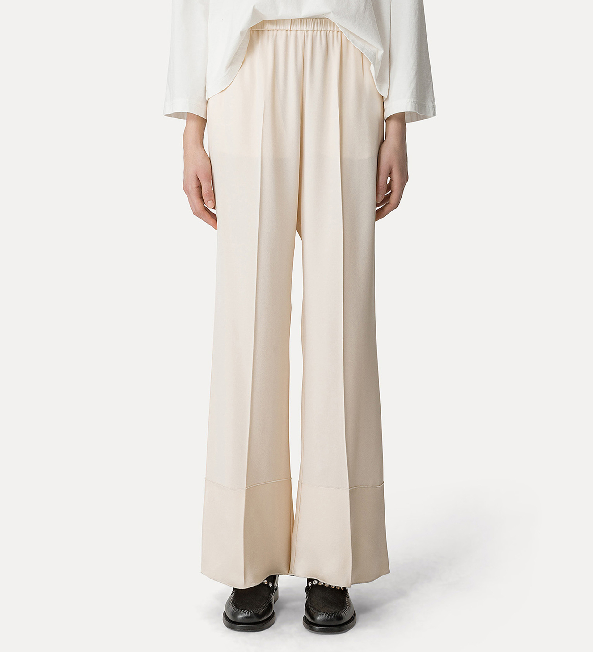 flared trousers in satin envers | forte_forte