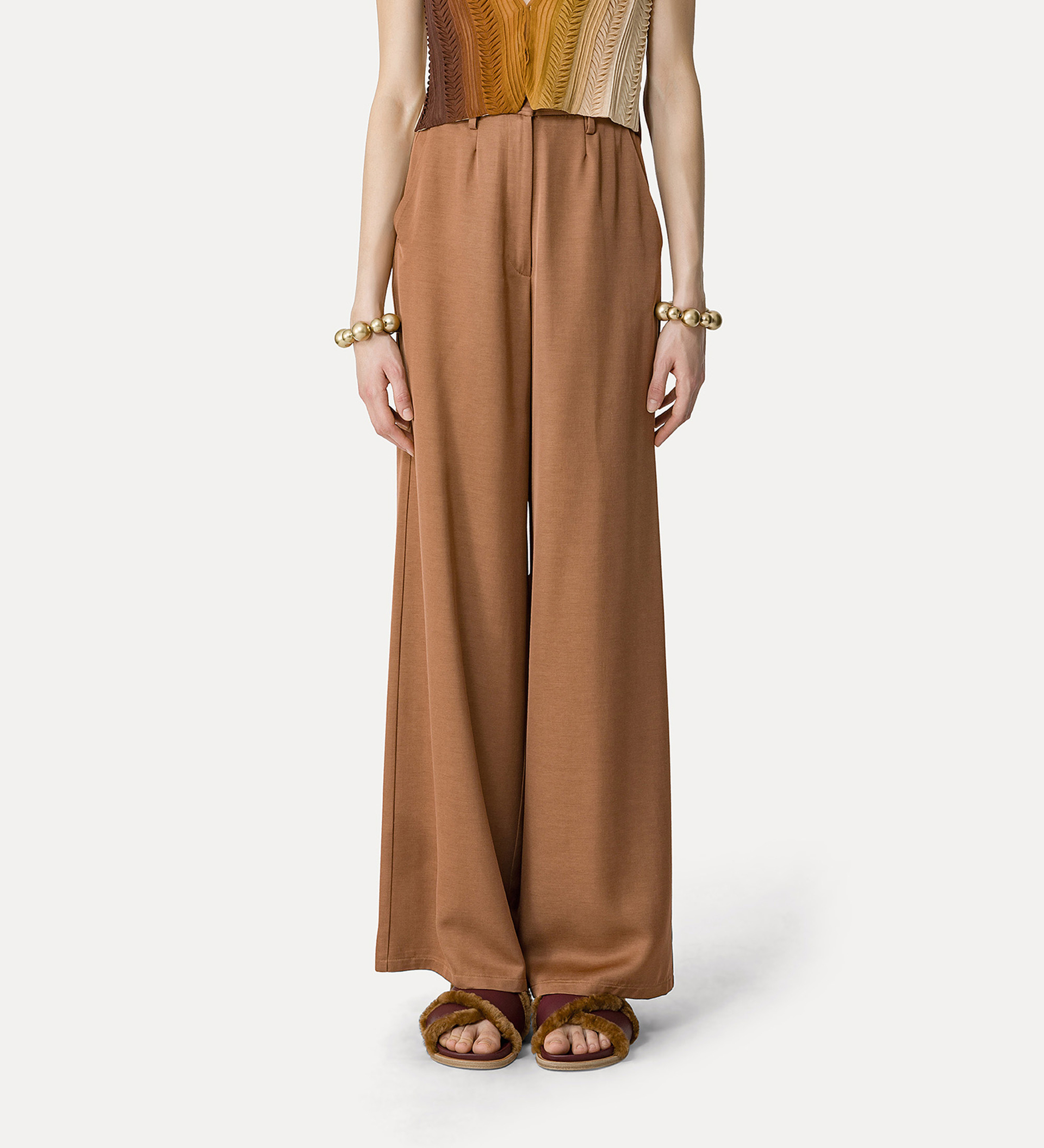 palazzo pants in wool and viscose faille | forte_forte