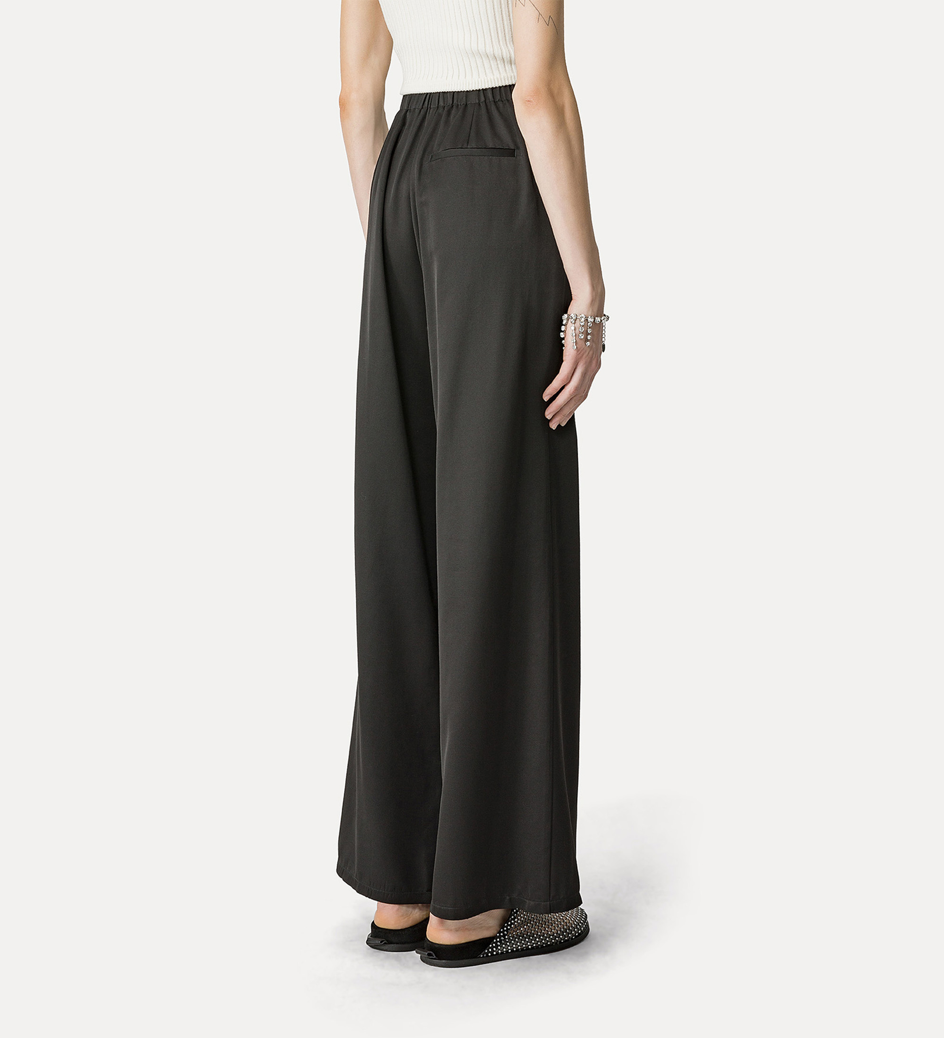 palazzo pants in wool and viscose faille | forte_forte