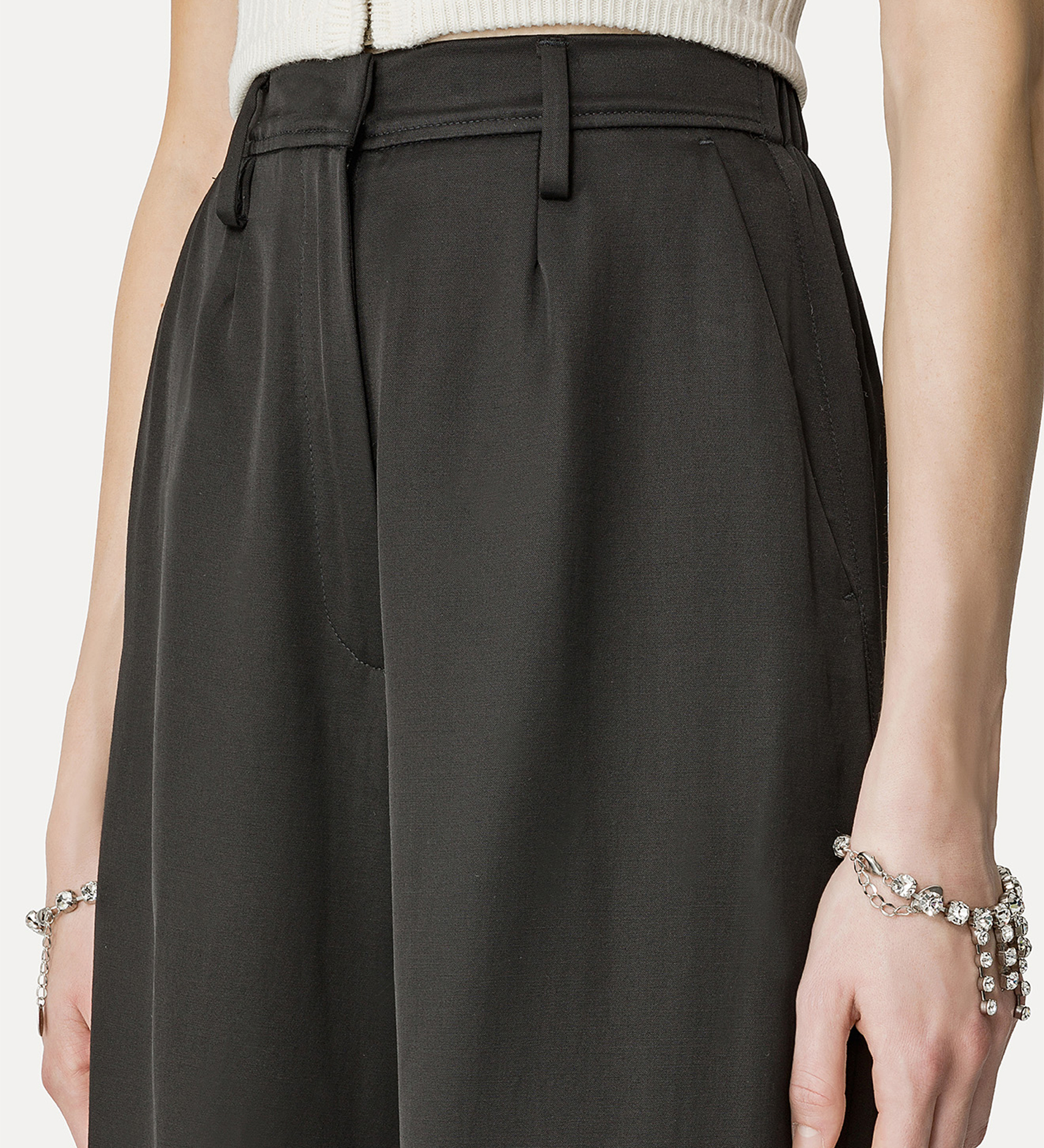 palazzo pants in wool and viscose faille | forte_forte