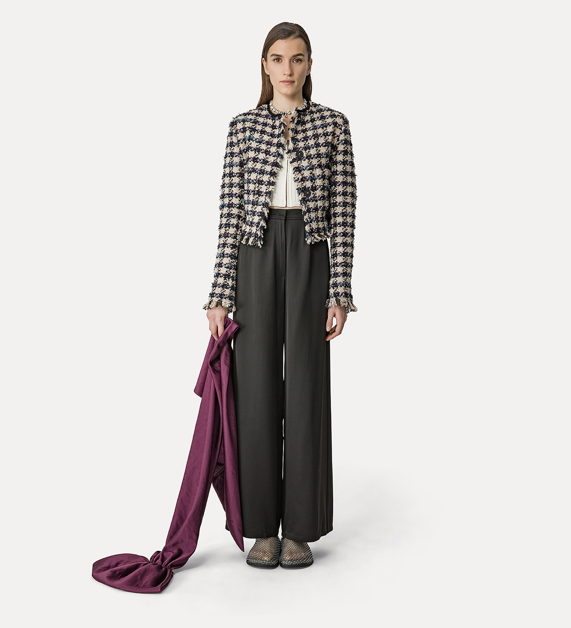 palazzo pants in wool and viscose faille | forte_forte