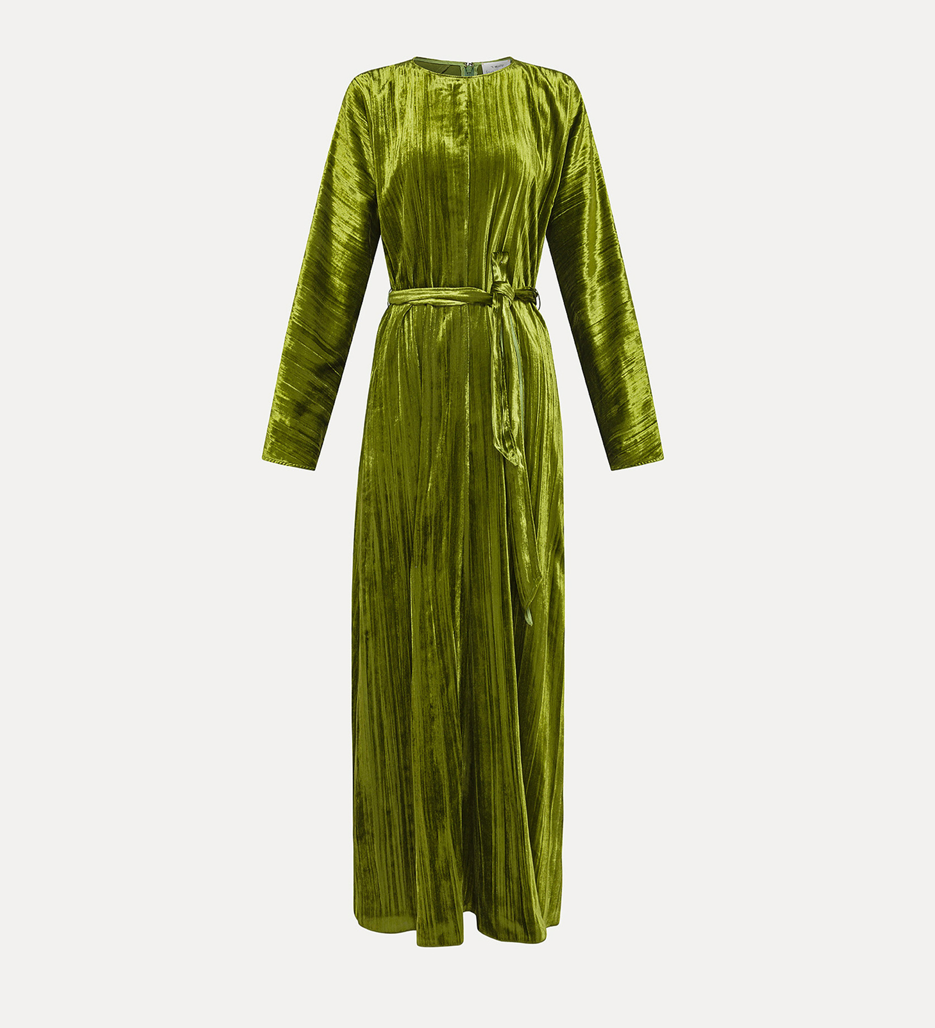 dress with sash in pleated velvet | forte_forte