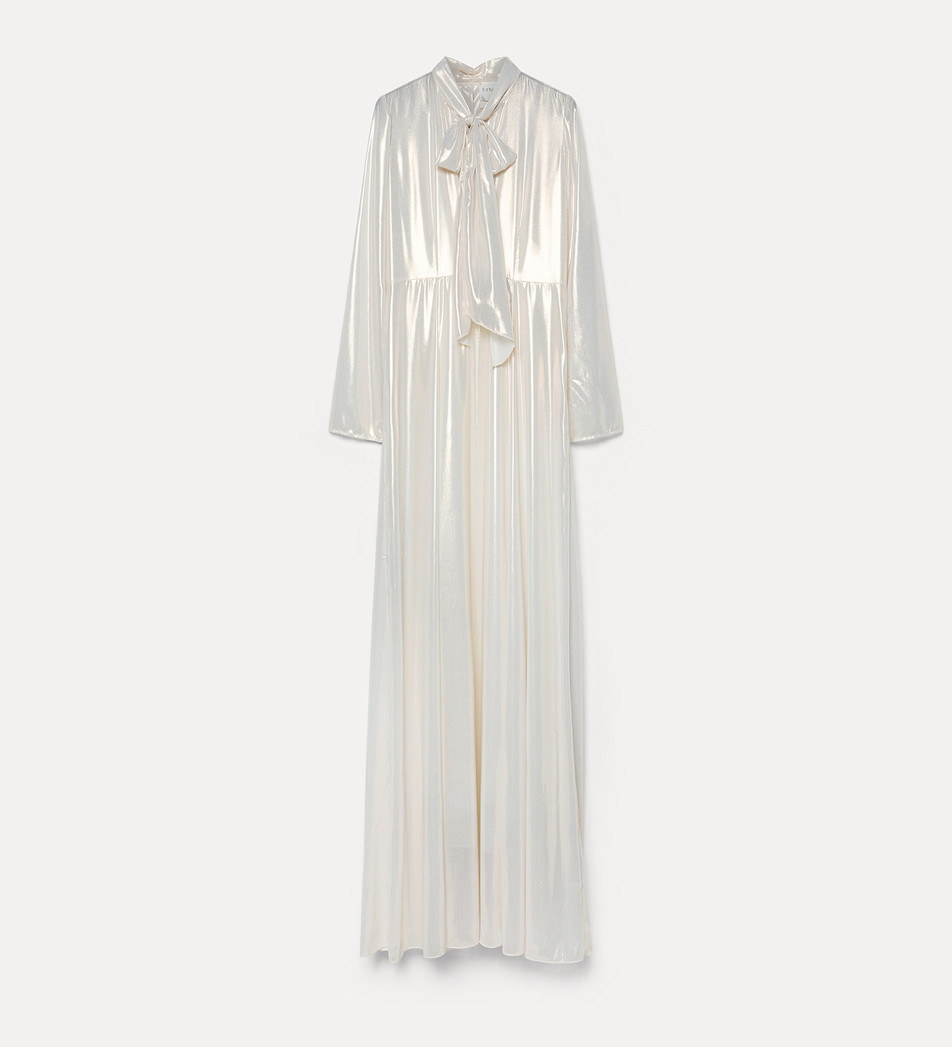 dress with bow in laminated georgette | forte_forte