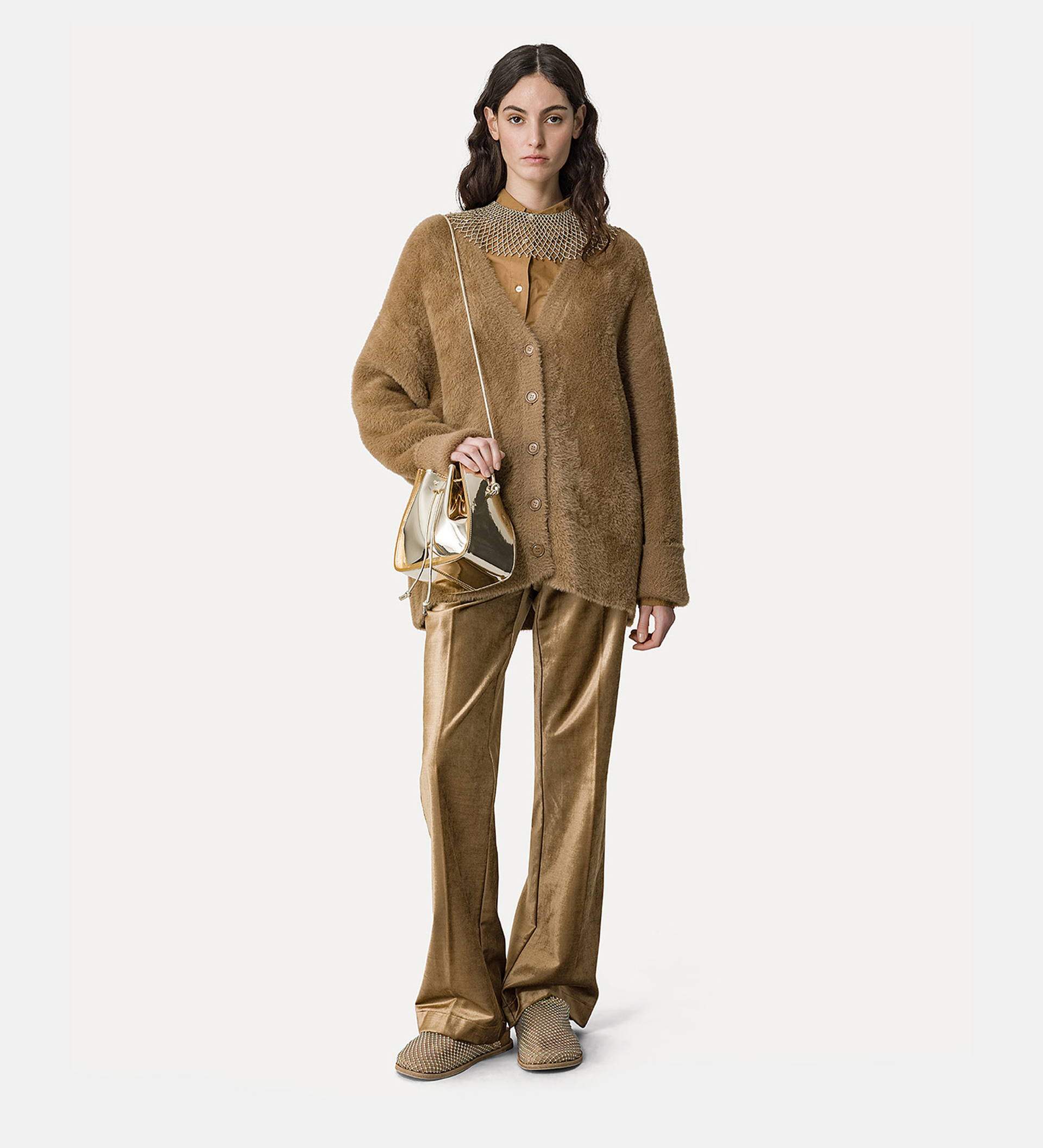 mirror–effect bucket bag | forte_forte