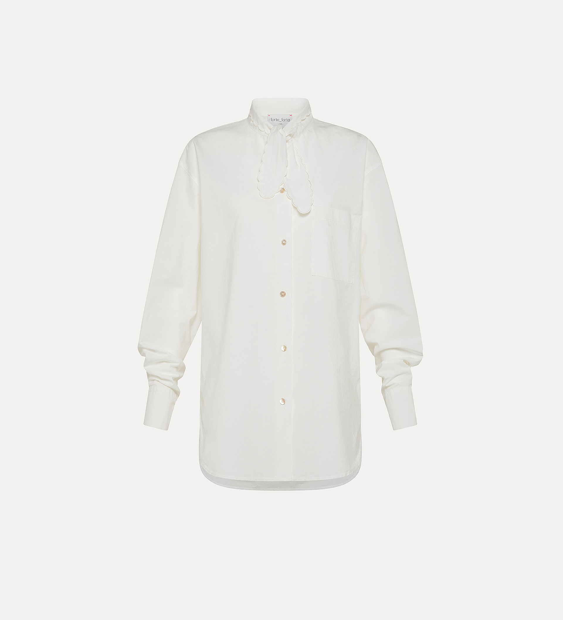 mandarin–collar shirt with knotted bow and embroidered detailing | forte_forte