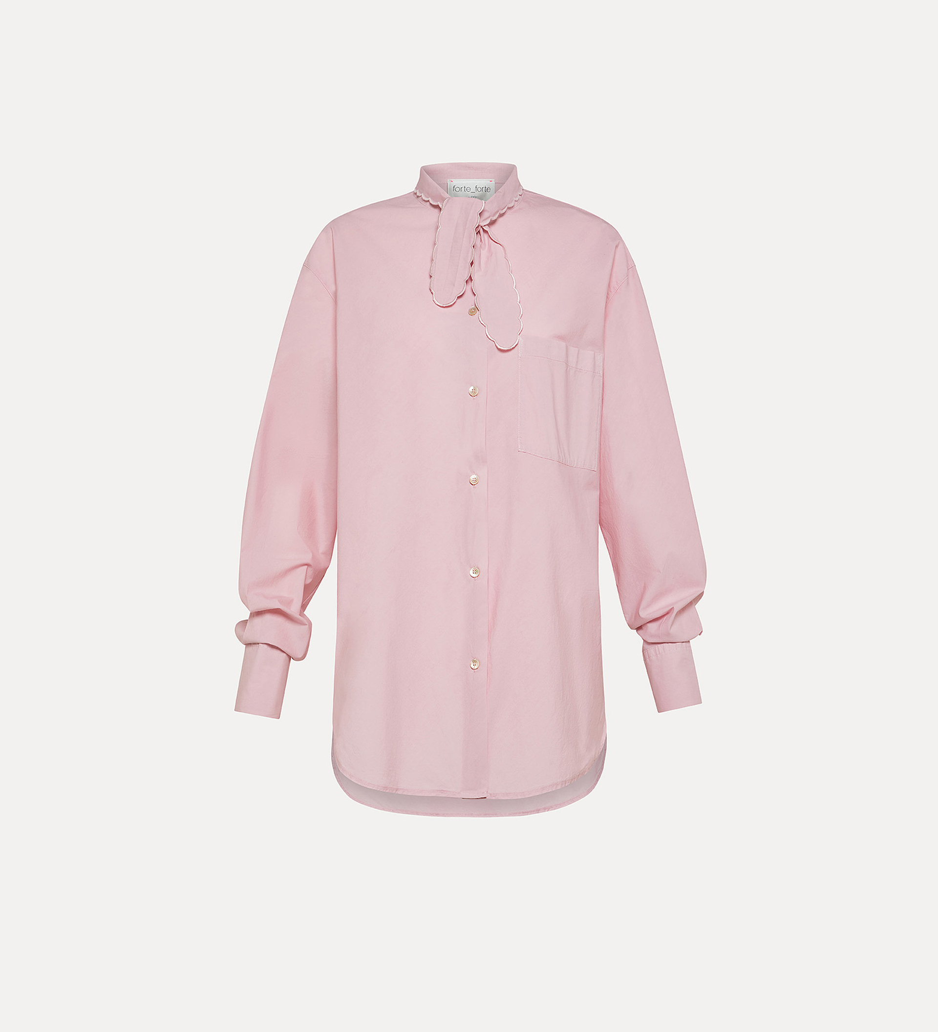 mandarin–collar shirt with knotted bow and embroidered detailing | forte_forte