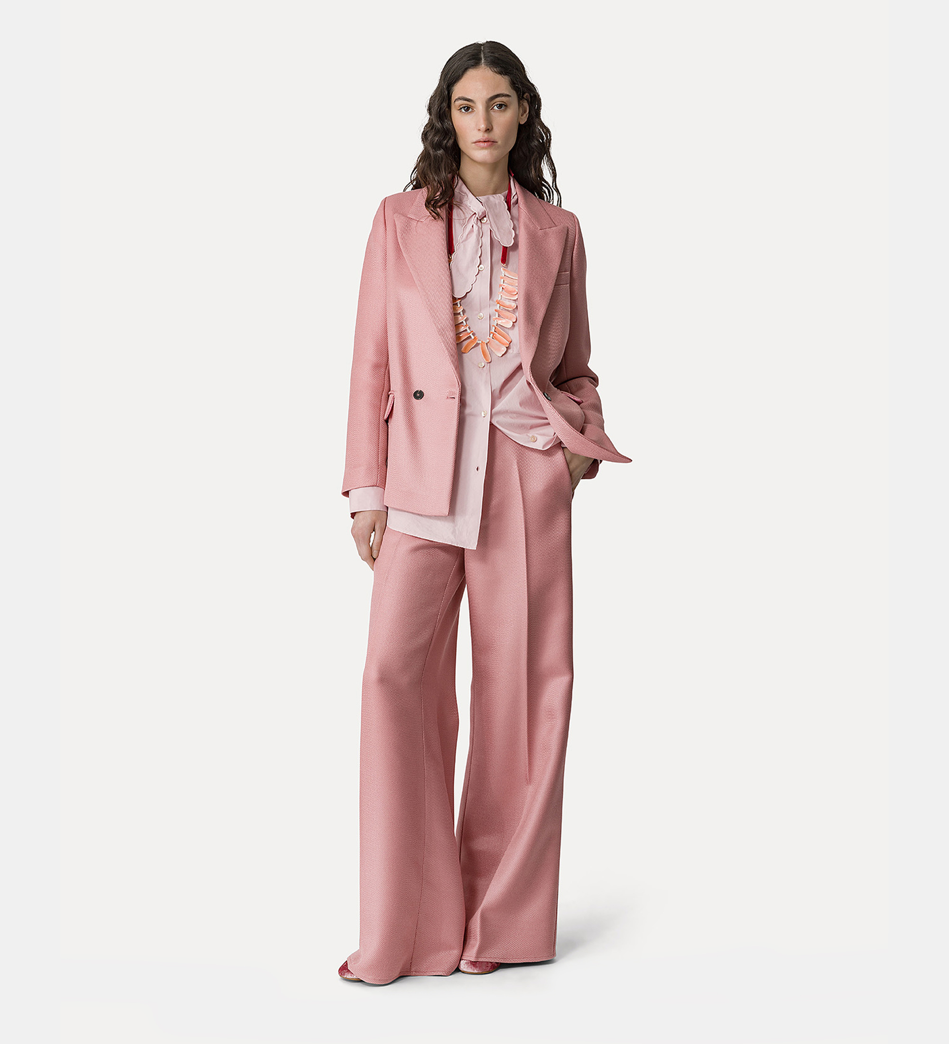 mandarin–collar shirt with knotted bow and embroidered detailing | forte_forte