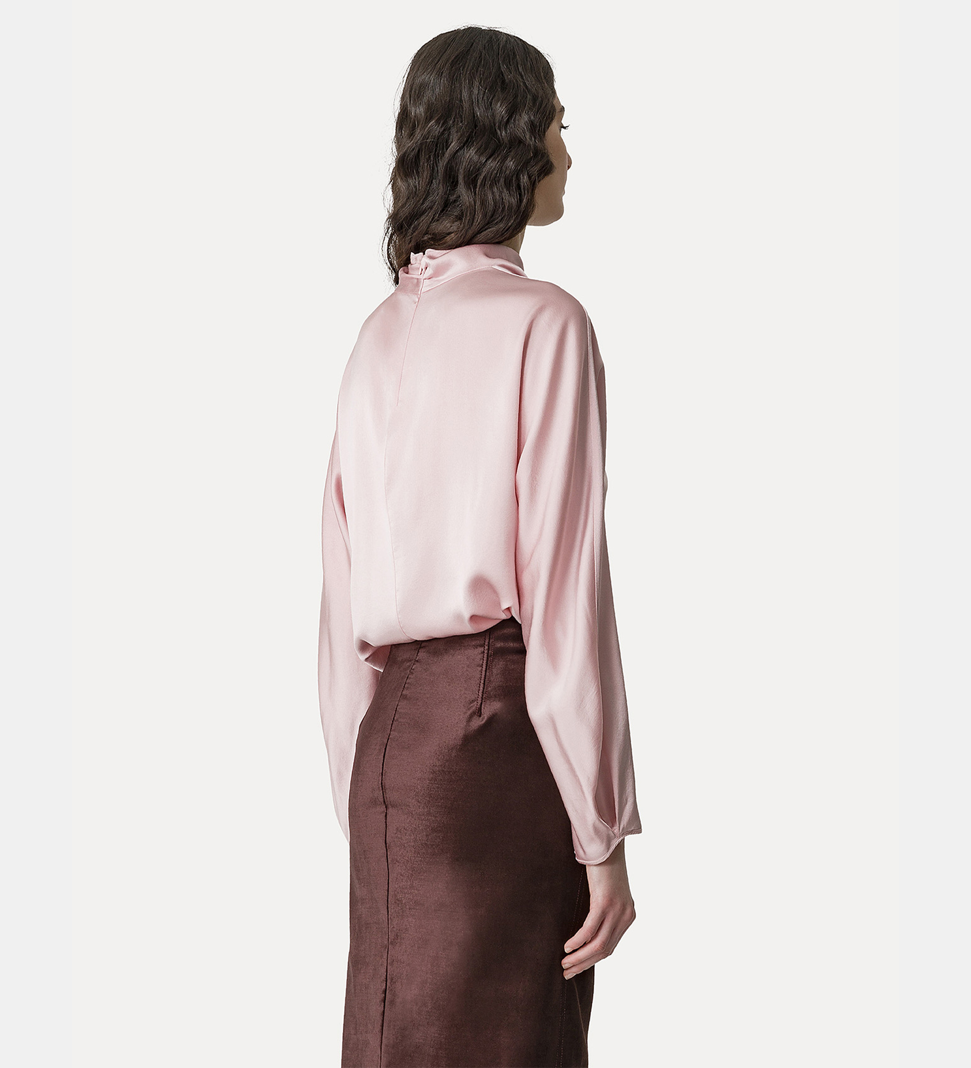 funnel–neck blouse in silk satin | forte_forte