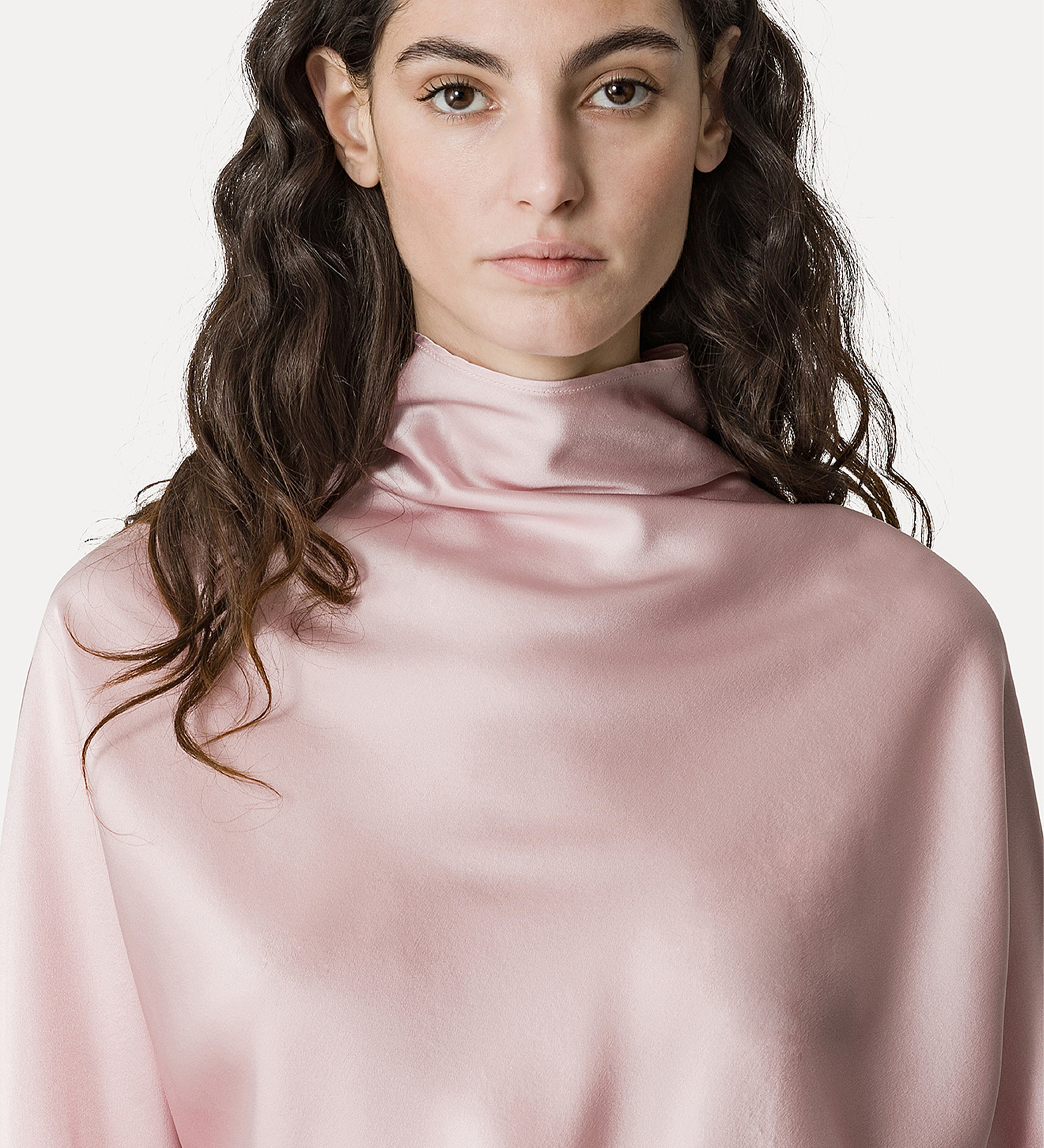 funnel–neck blouse in silk satin | forte_forte