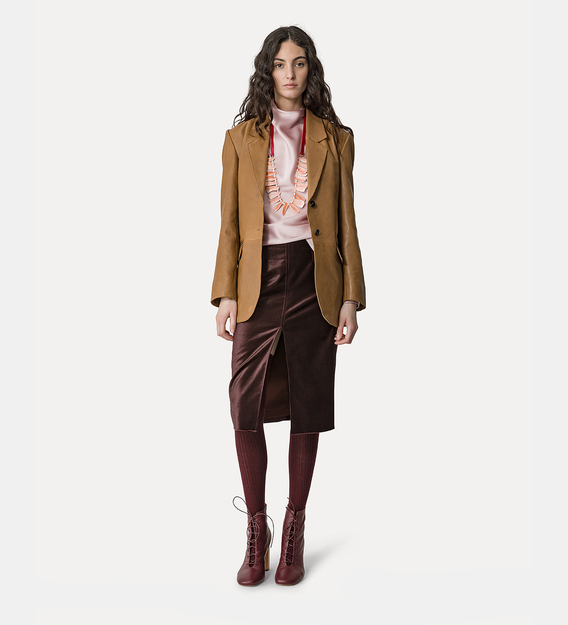funnel–neck blouse in silk satin | forte_forte
