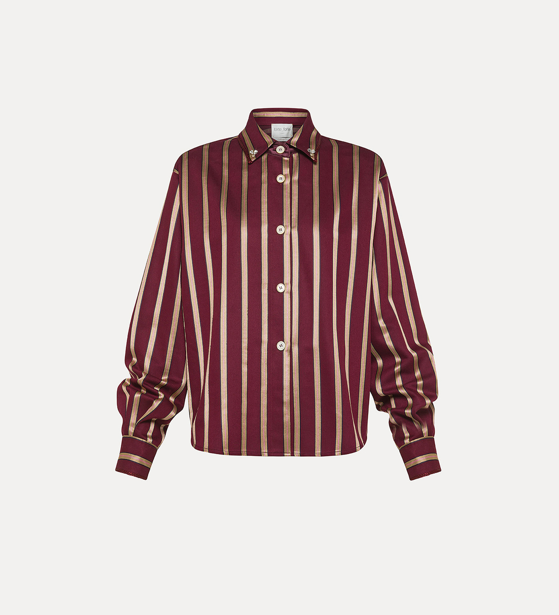 boxy shirt in a wool and satin cloth with crystal detailing | forte_forte