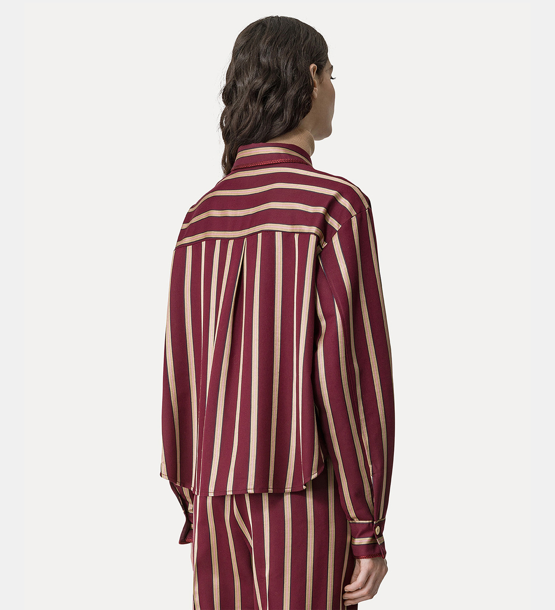 boxy shirt in a wool and satin cloth with crystal detailing | forte_forte