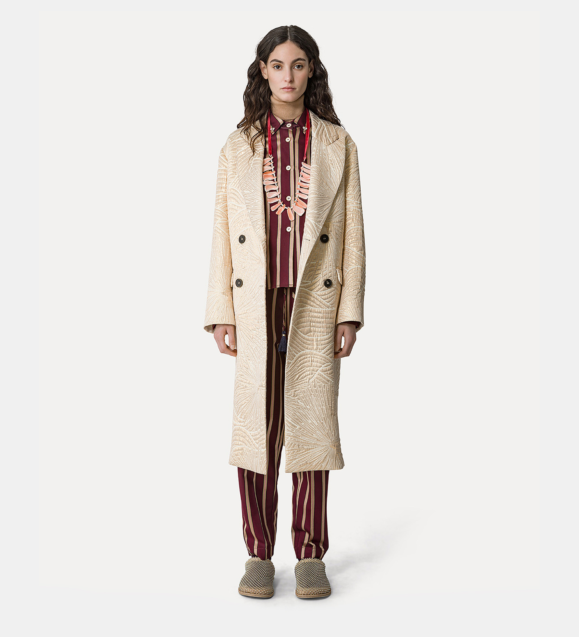 boxy shirt in a wool and satin cloth with crystal detailing | forte_forte