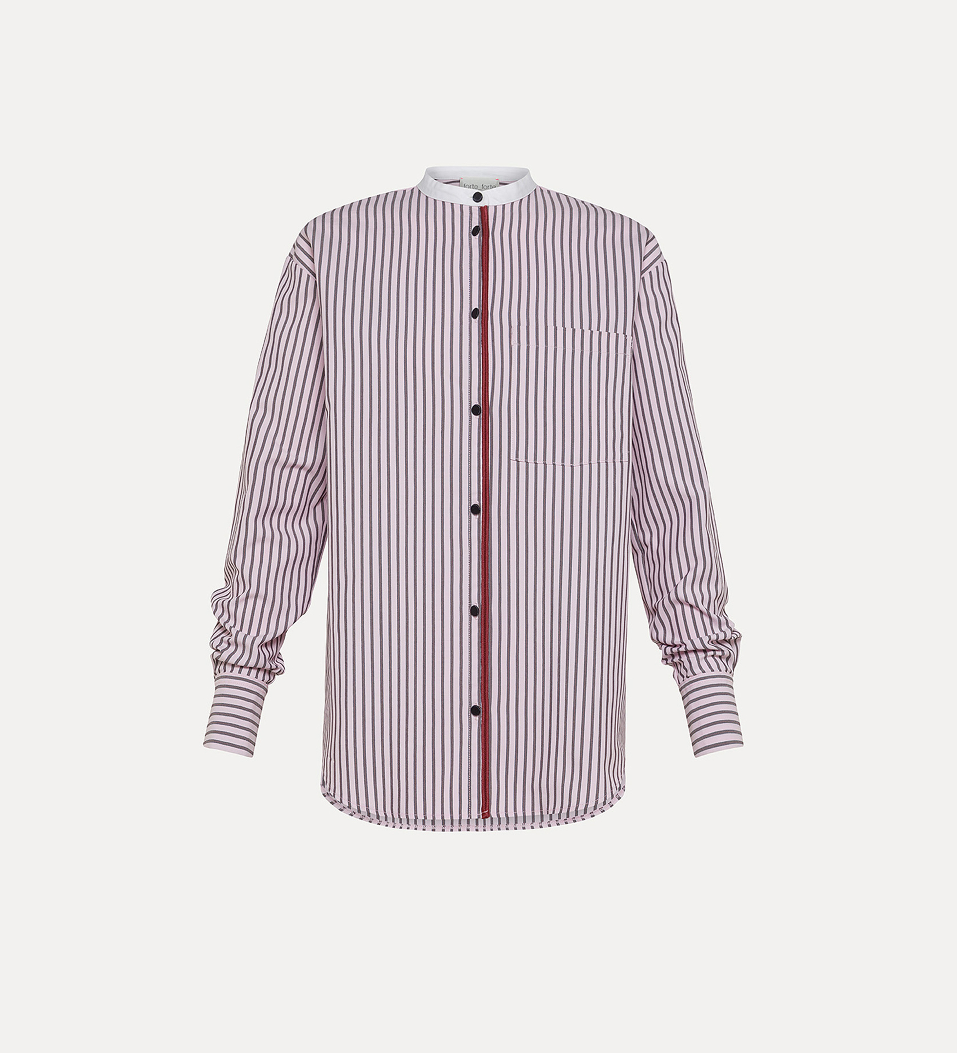 striped oxford–cloth mandarin–collar shirt with a contrasting collar | forte_forte