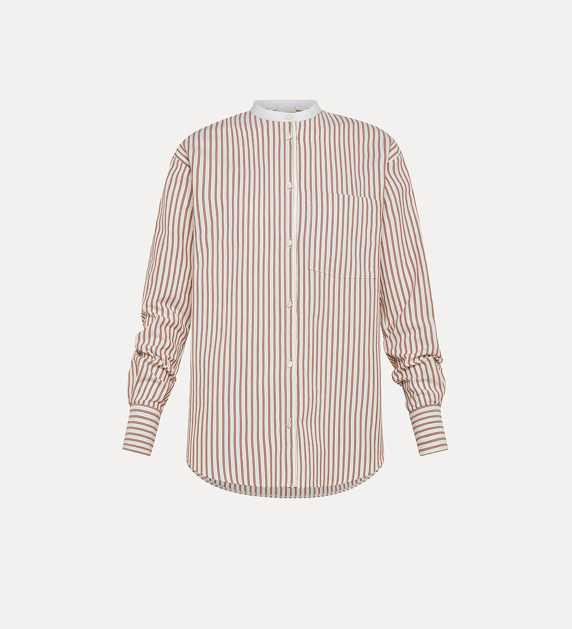 striped oxford–cloth mandarin–collar shirt with a contrasting collar | forte_forte