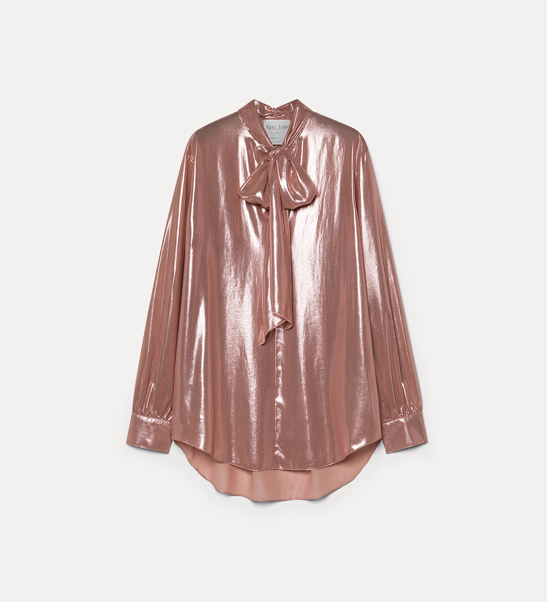 blouse with bow in laminated georgette | forte_forte