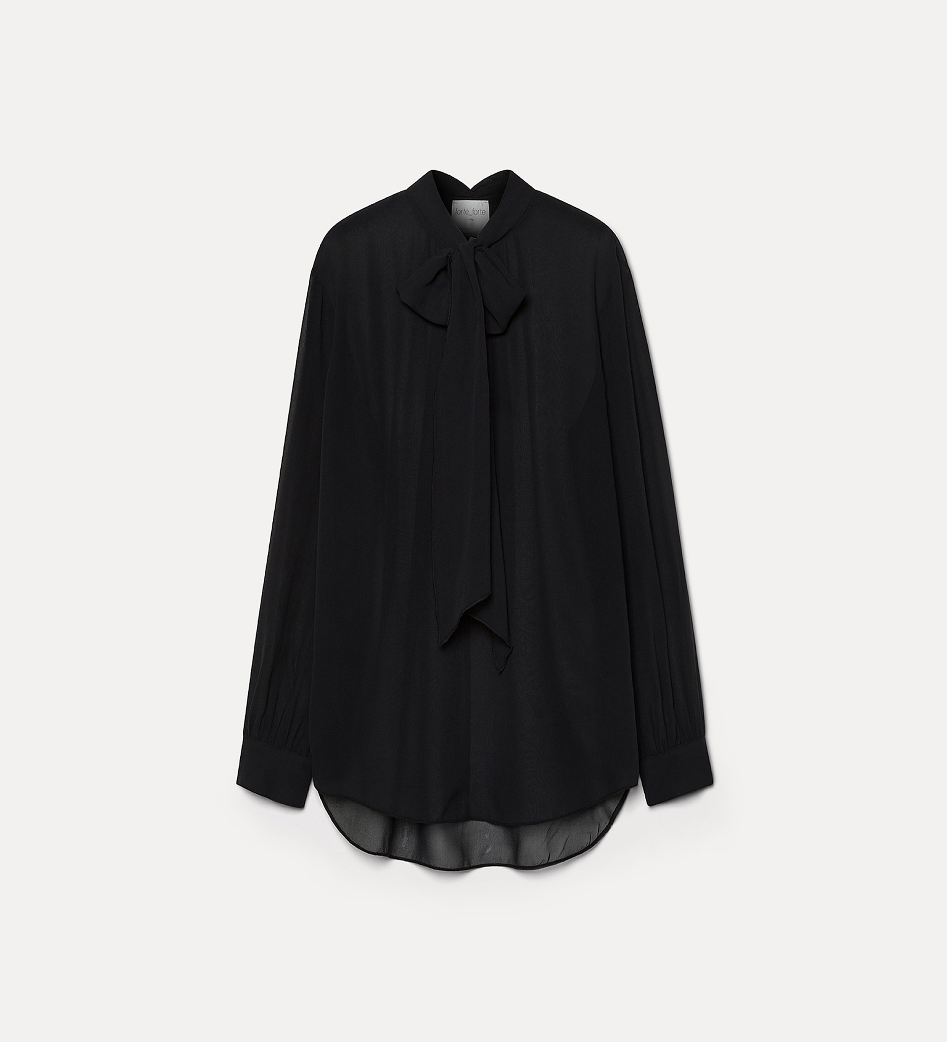 blouse with bow in silk georgette | forte_forte