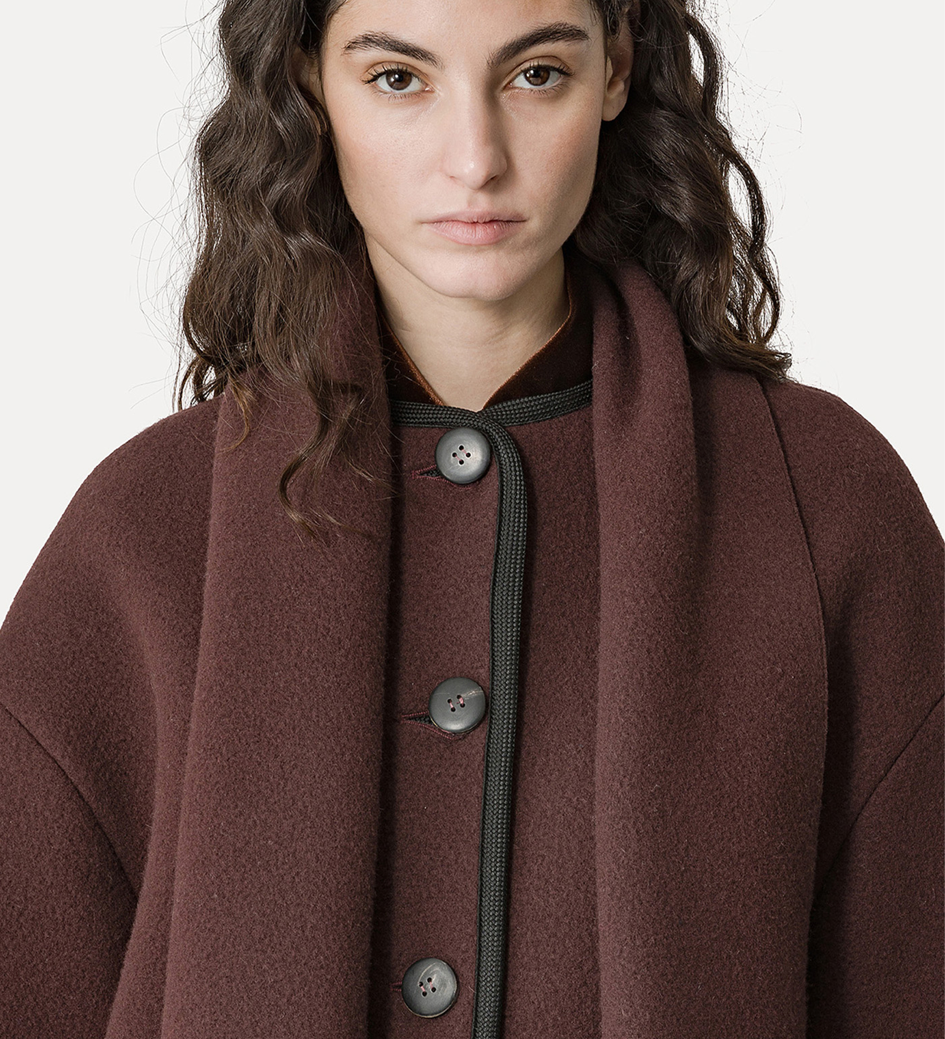wool–cloth jacket with a detachable scarf | forte_forte