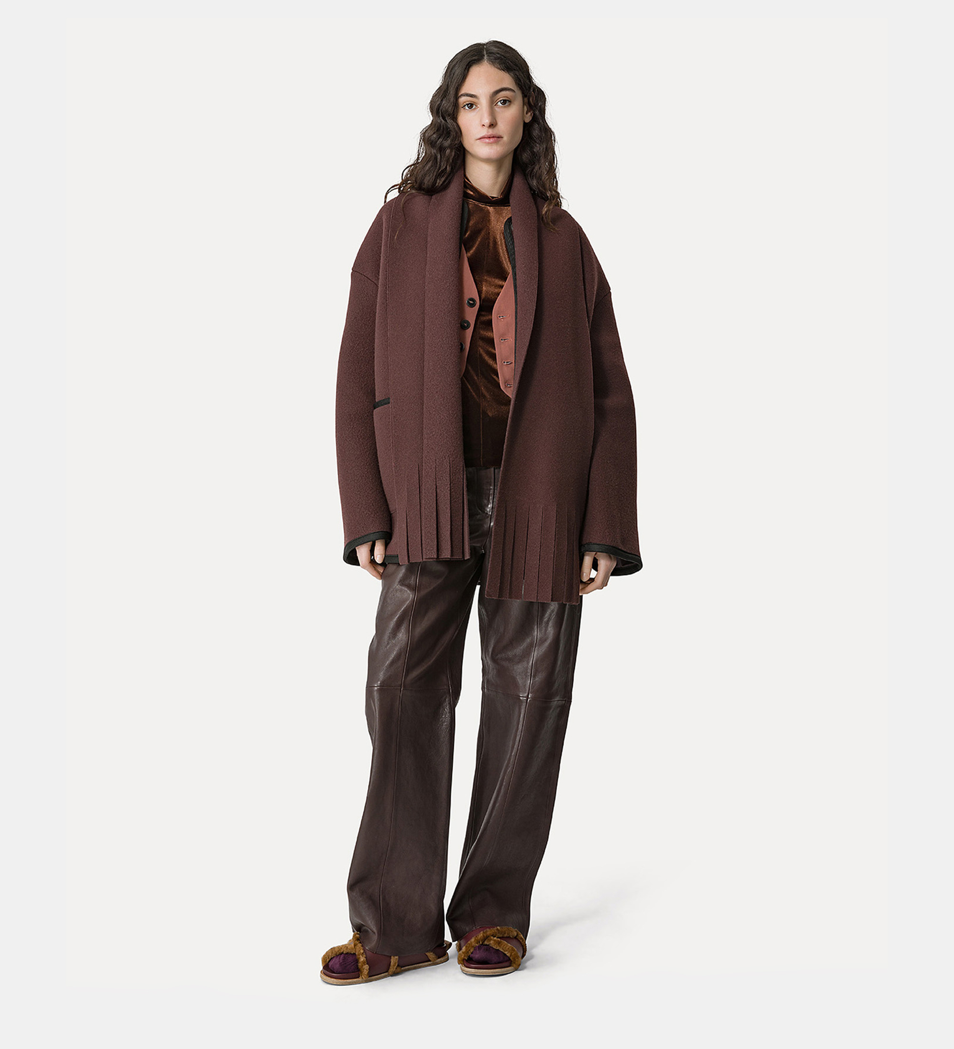 wool–cloth jacket with a detachable scarf | forte_forte