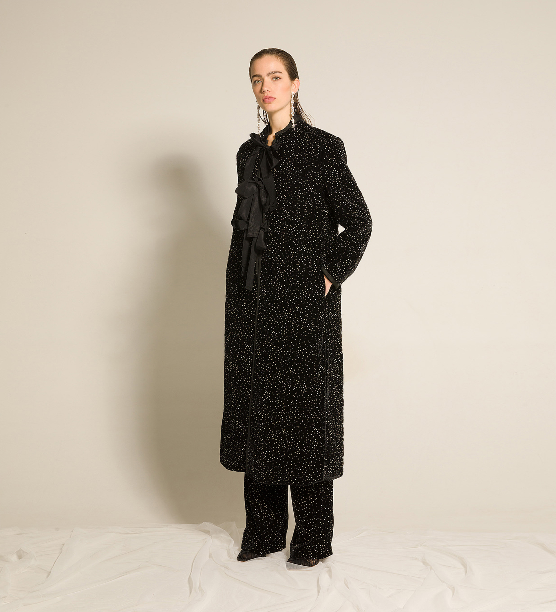 quilted velvet coat with glitter polka dots | forte_forte