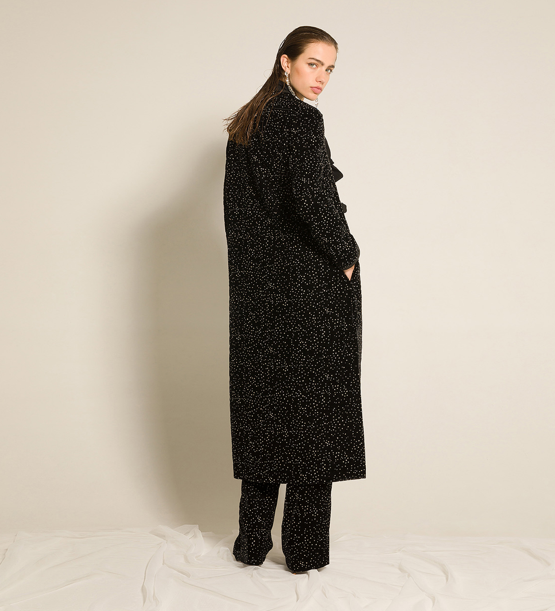 quilted velvet coat with glitter polka dots | forte_forte