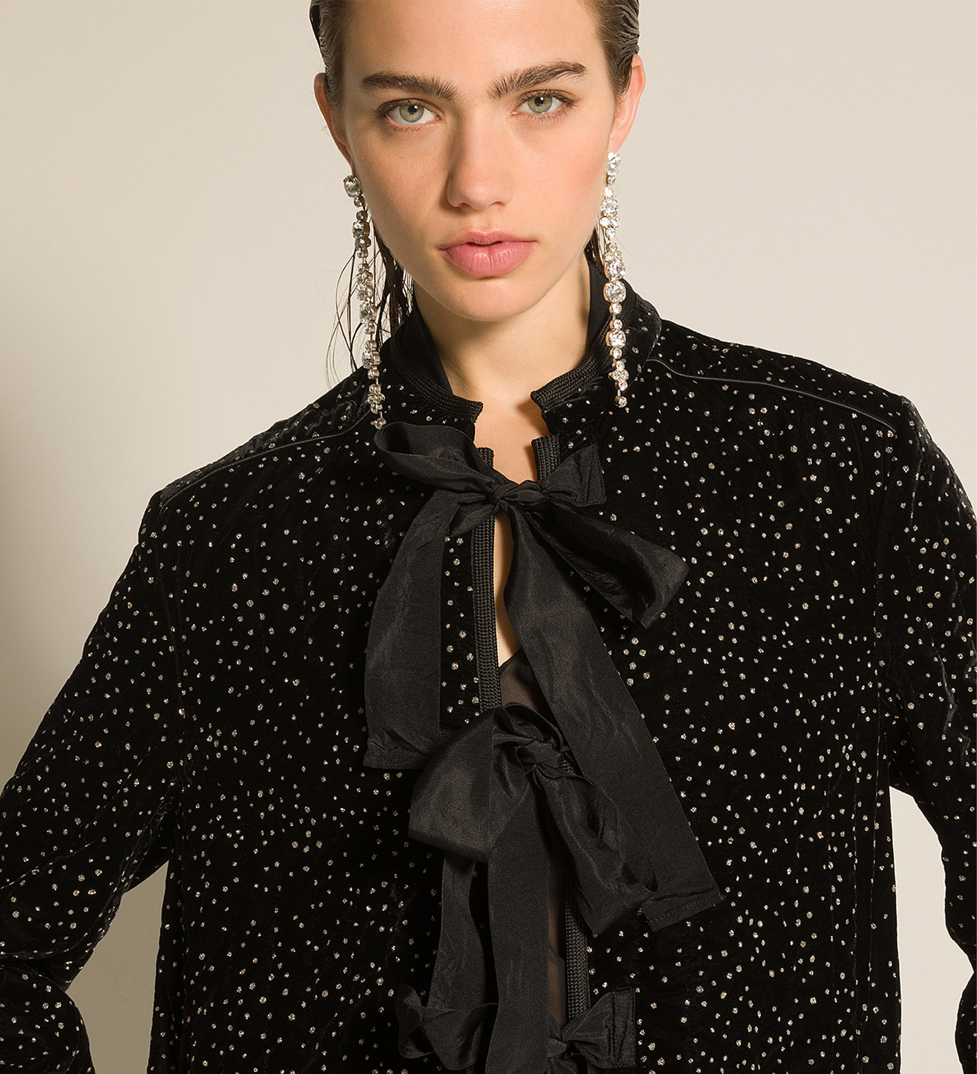 quilted velvet coat with glitter polka dots | forte_forte