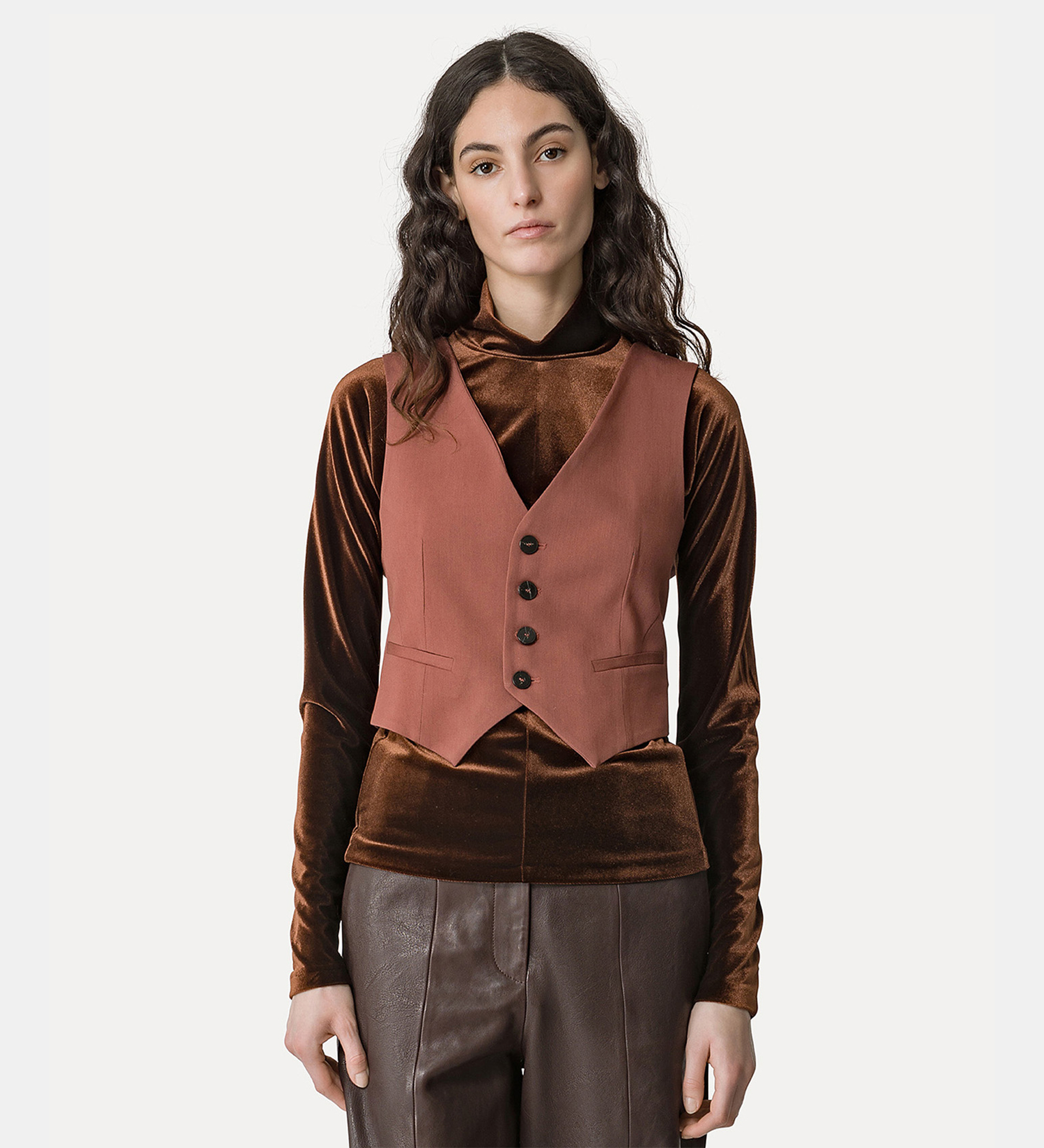 waistcoat in viscose and wool twill | forte_forte