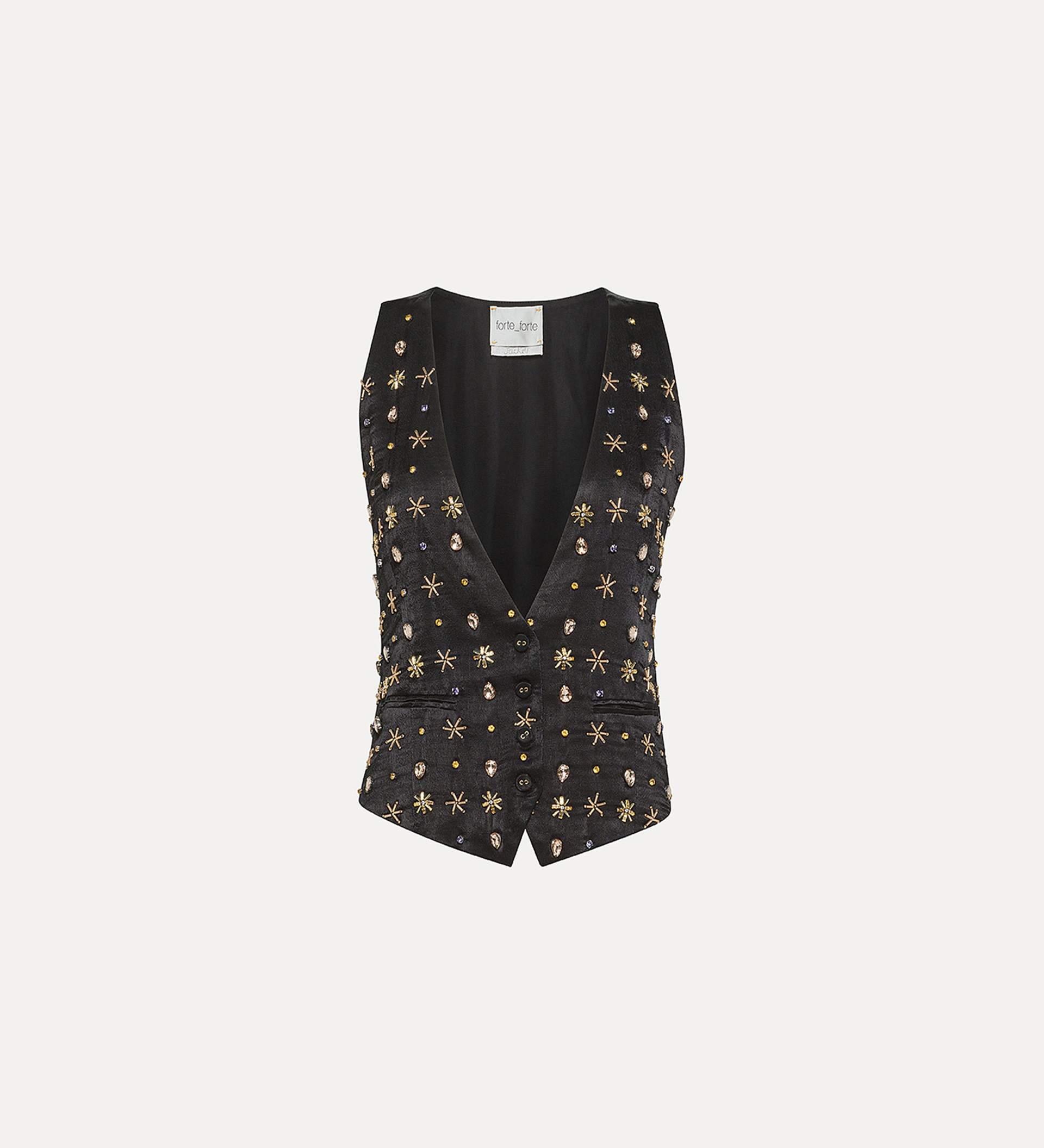 “the stars of bali” waistcoat in viscose satin | forte_forte