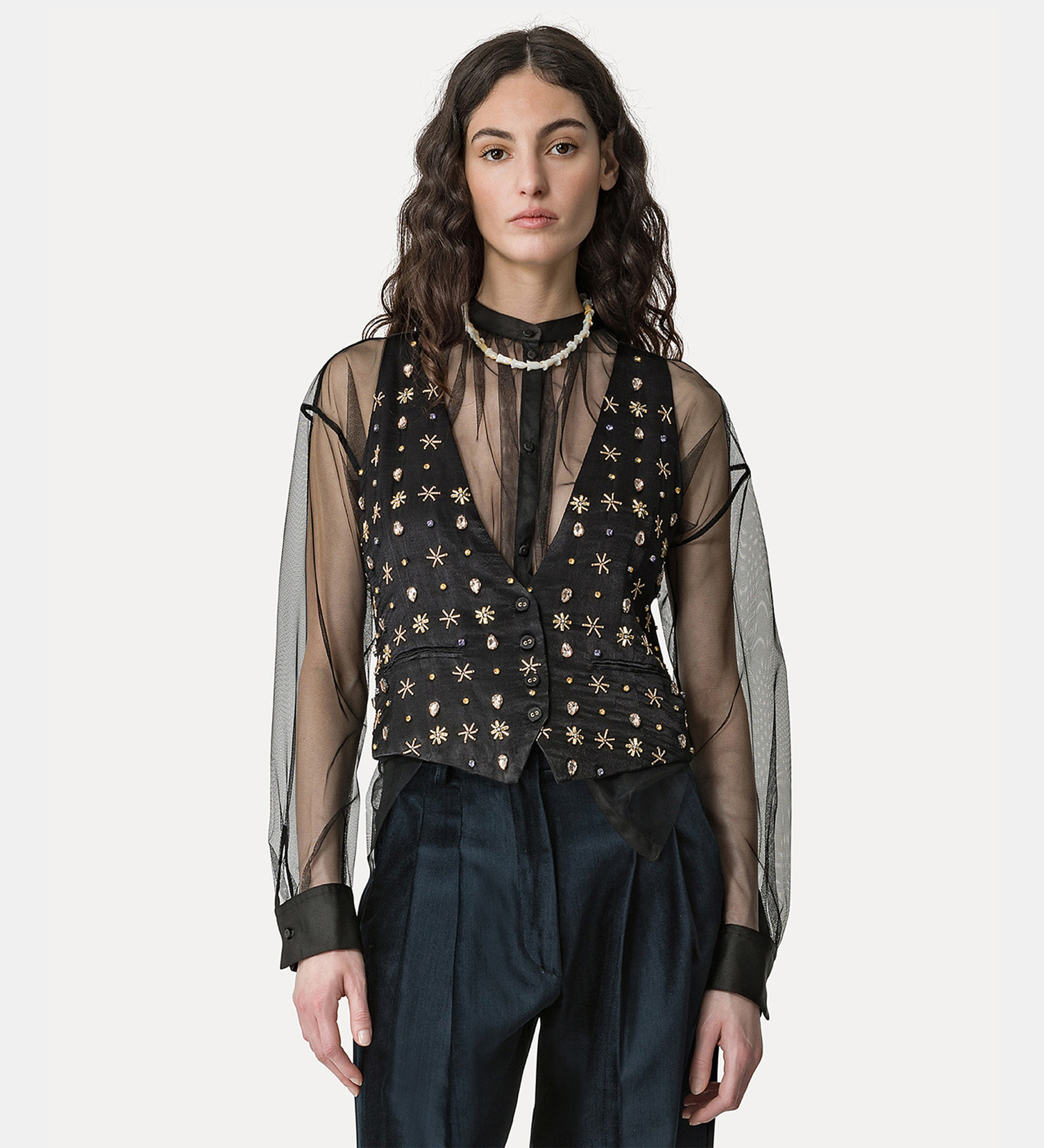 “the stars of bali” waistcoat in viscose satin | forte_forte