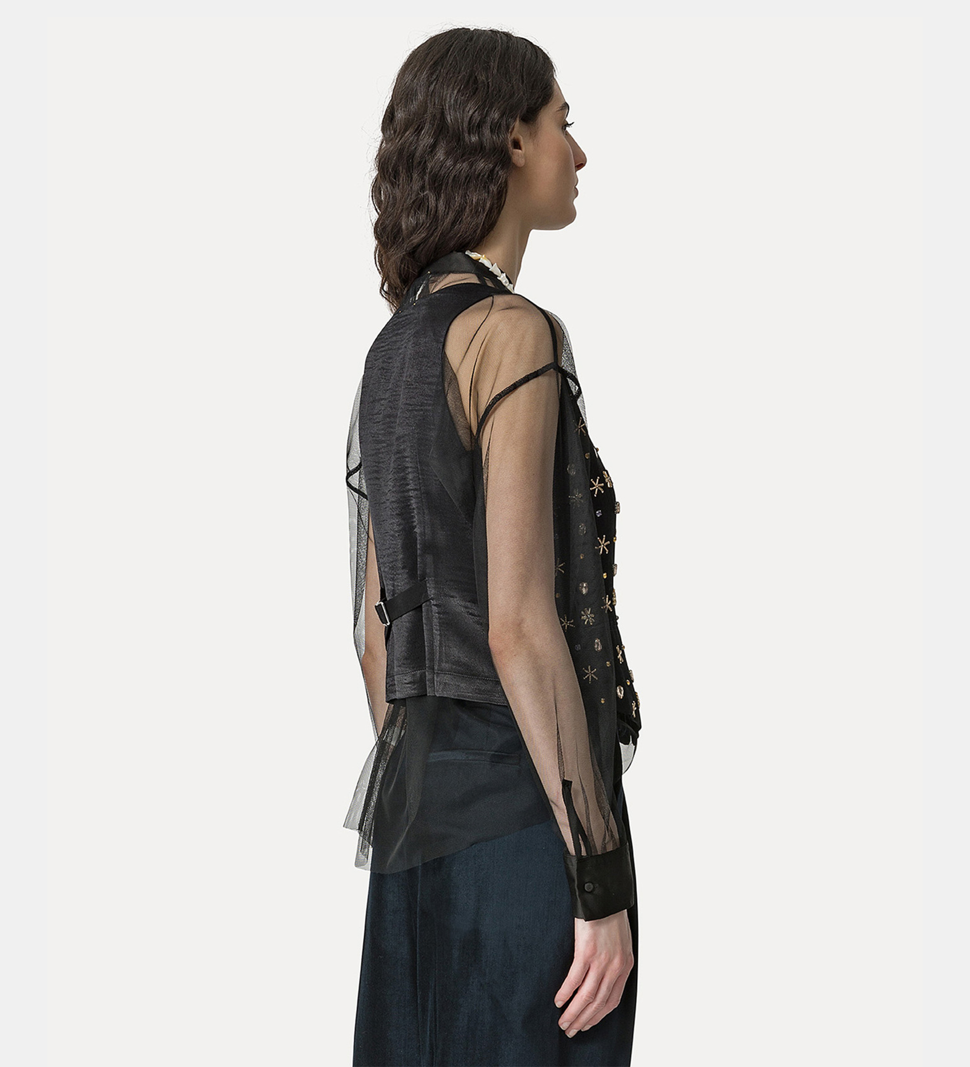 “the stars of bali” waistcoat in viscose satin | forte_forte