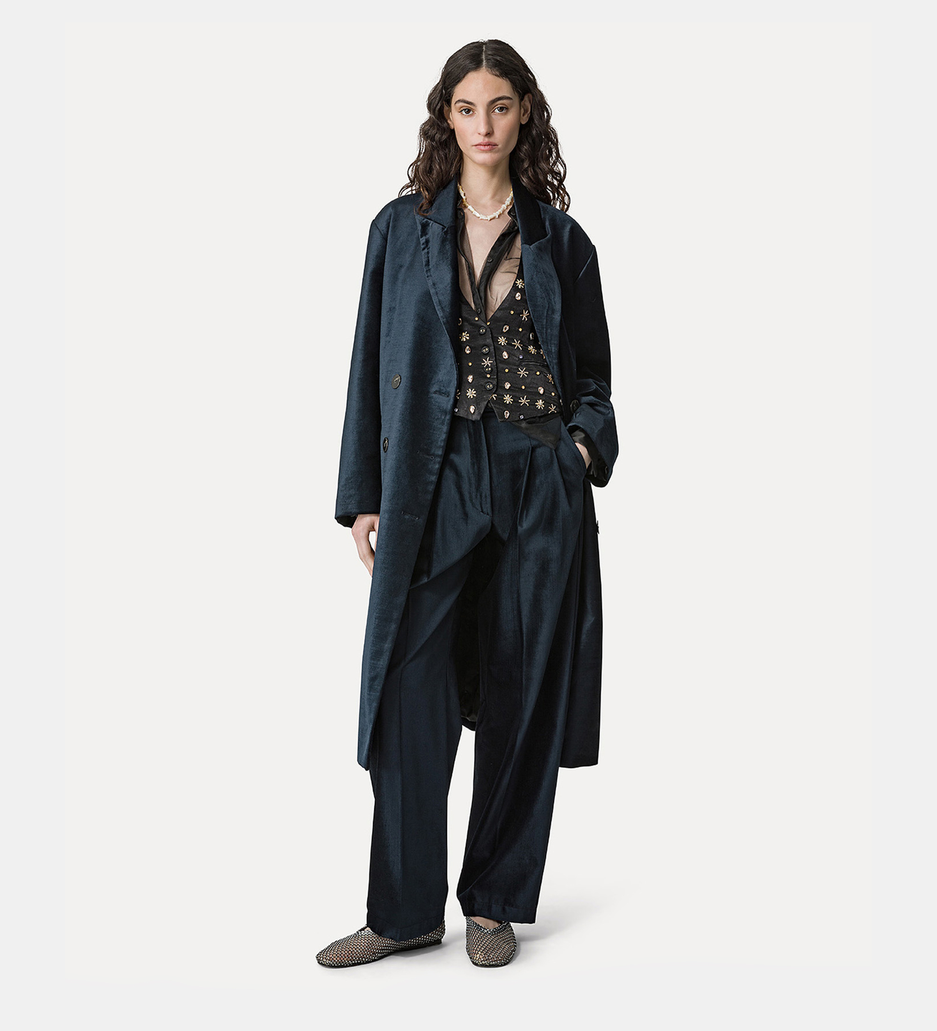 “the stars of bali” waistcoat in viscose satin | forte_forte