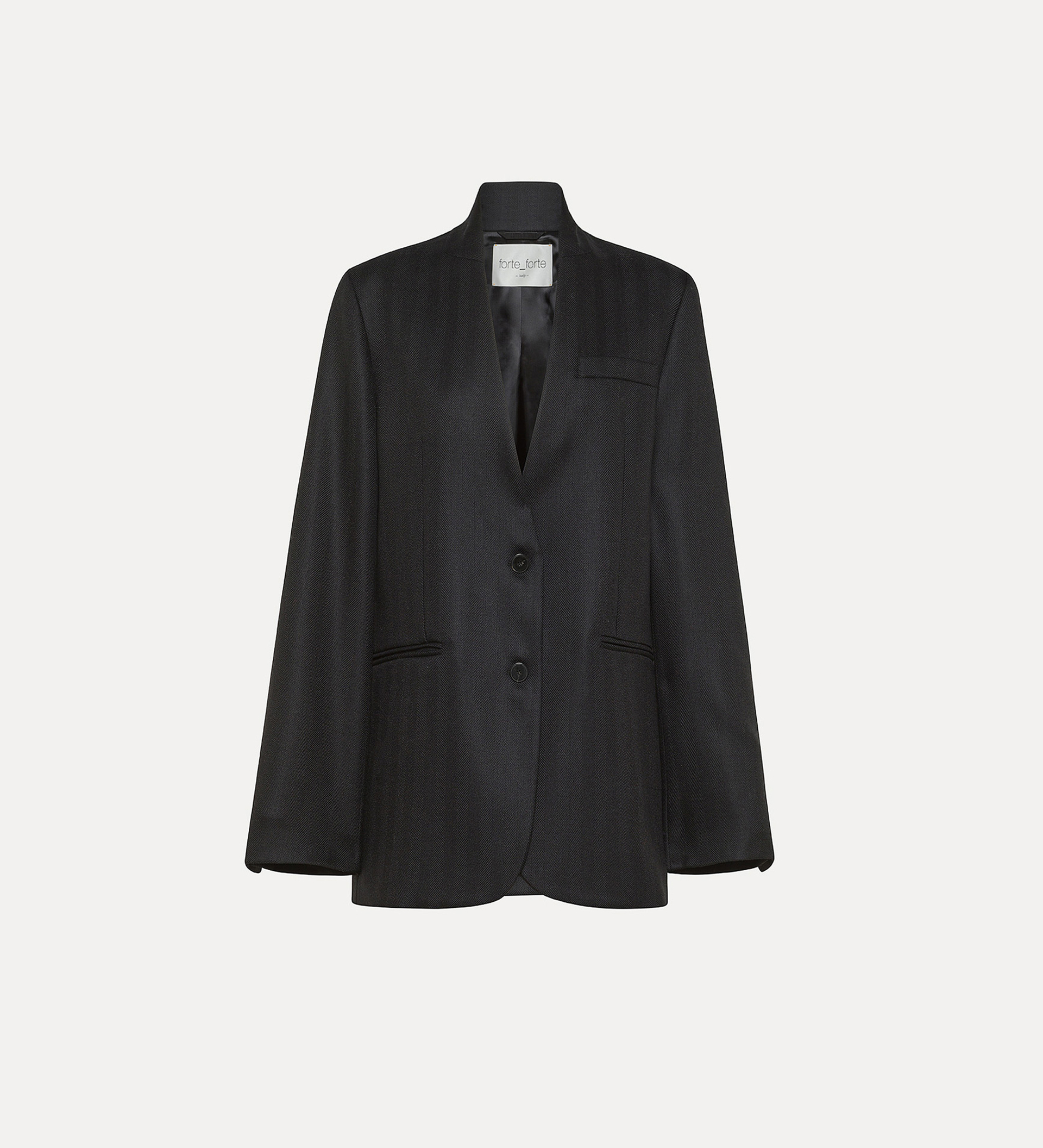 tailored jacket in fishbone–patterned wool | forte_forte