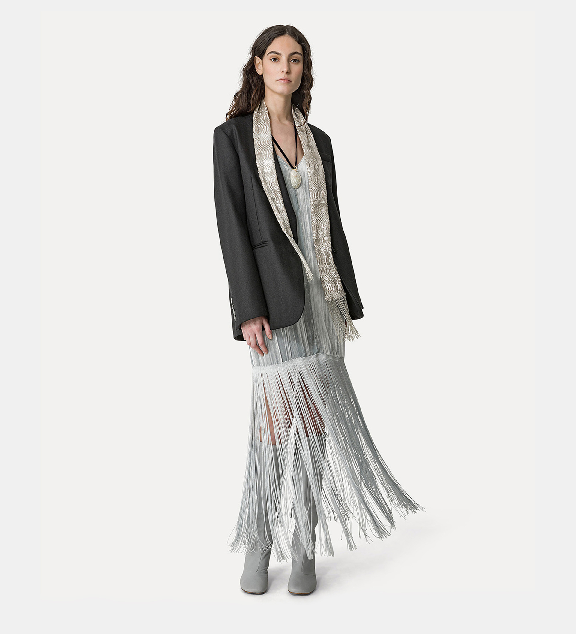 tailored jacket in fishbone–patterned wool | forte_forte
