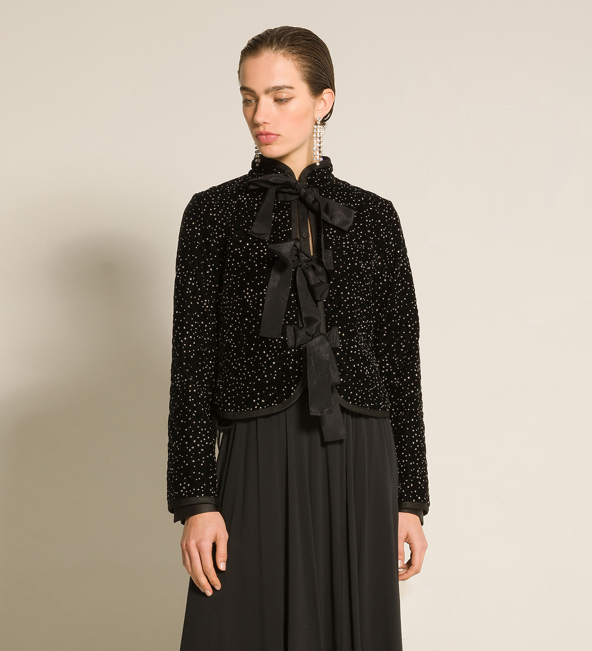 quilted velvet jacket with glitter polka dots | forte_forte