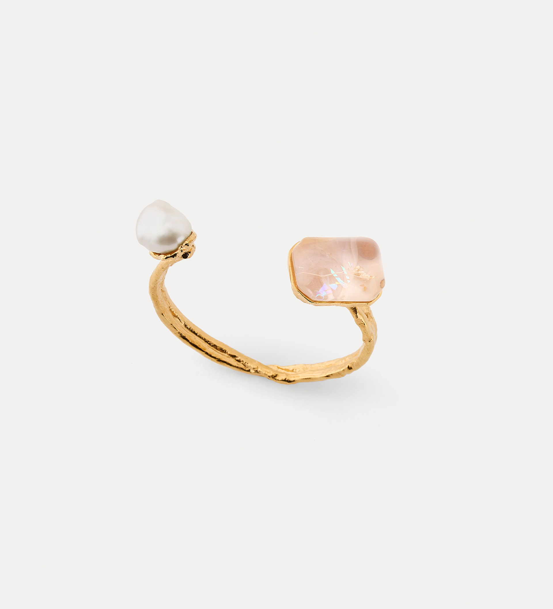 sculptural bracelet with iridescent resin and pearl | forte_forte
