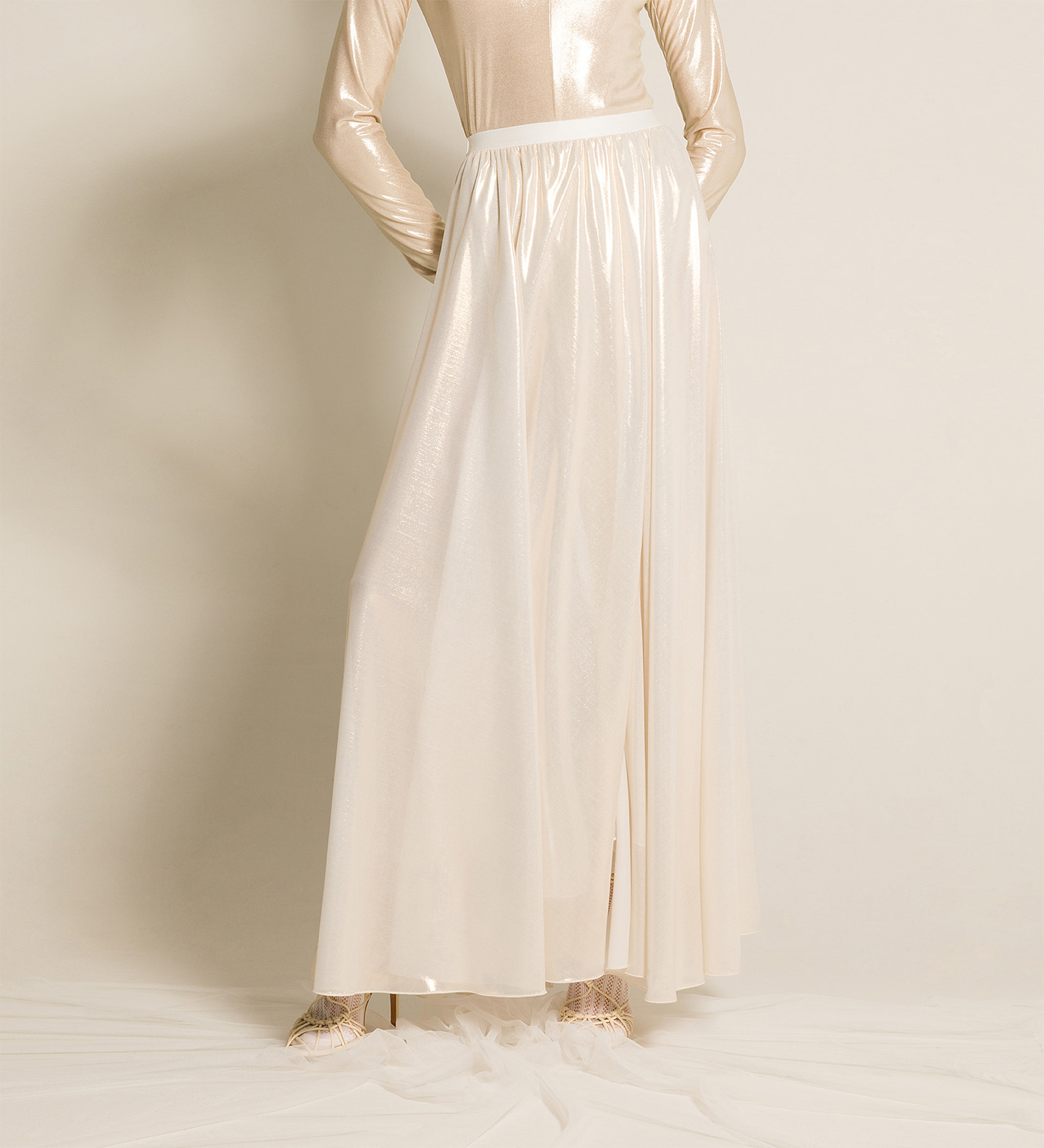 skirt in laminated georgette | forte_forte