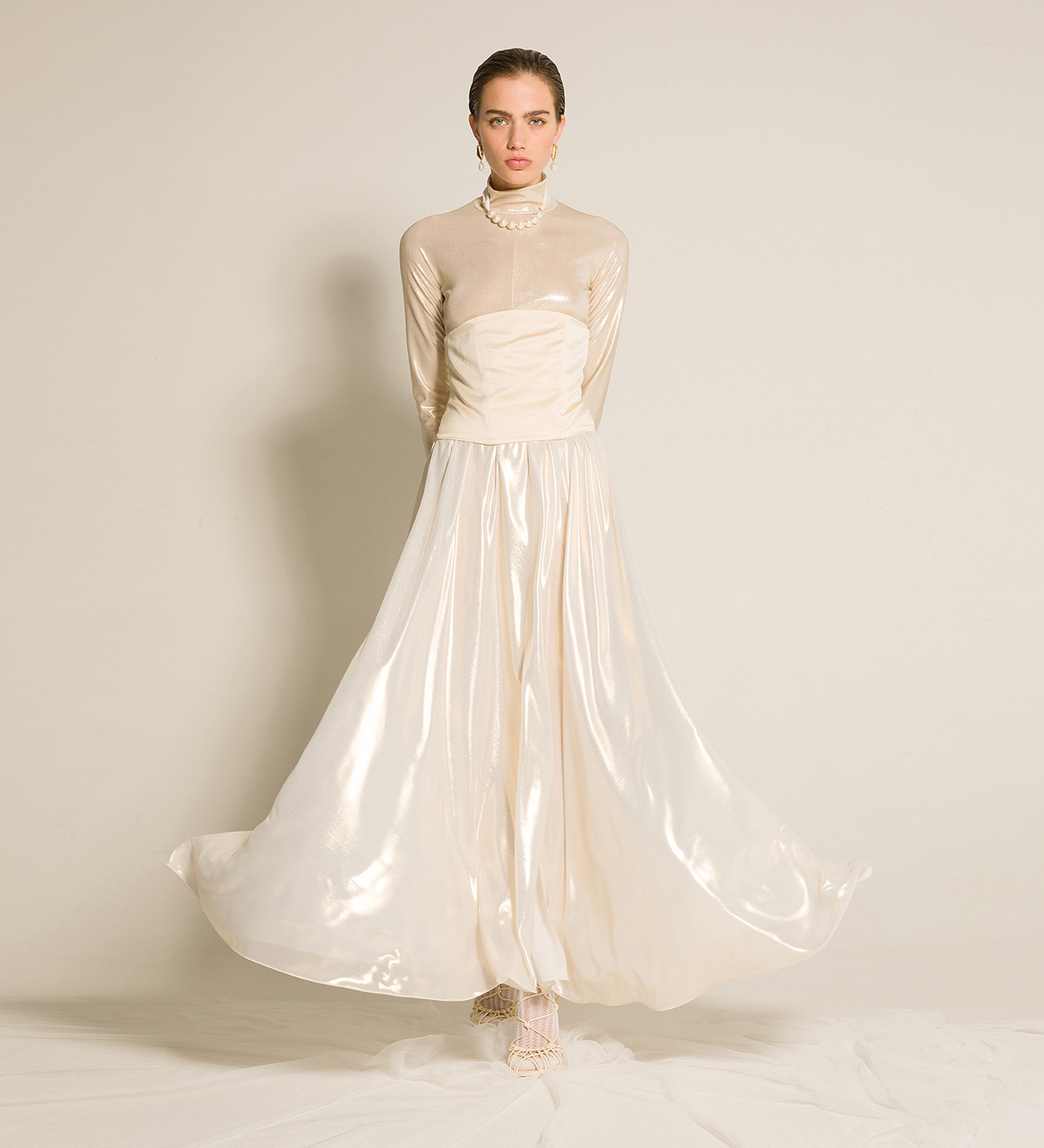 skirt in laminated georgette | forte_forte