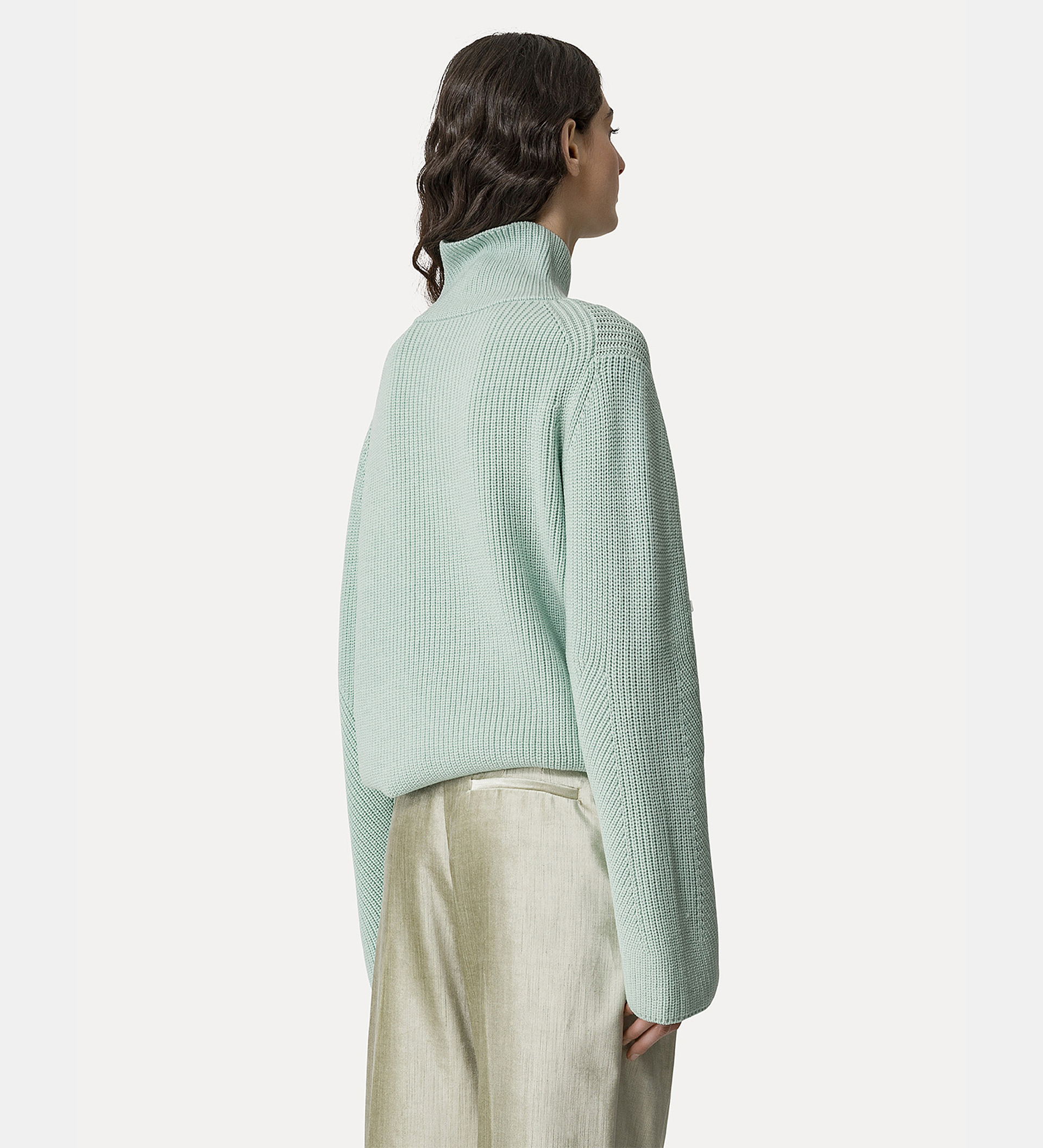 rollneck in stretch merino with a crossover front | forte_forte