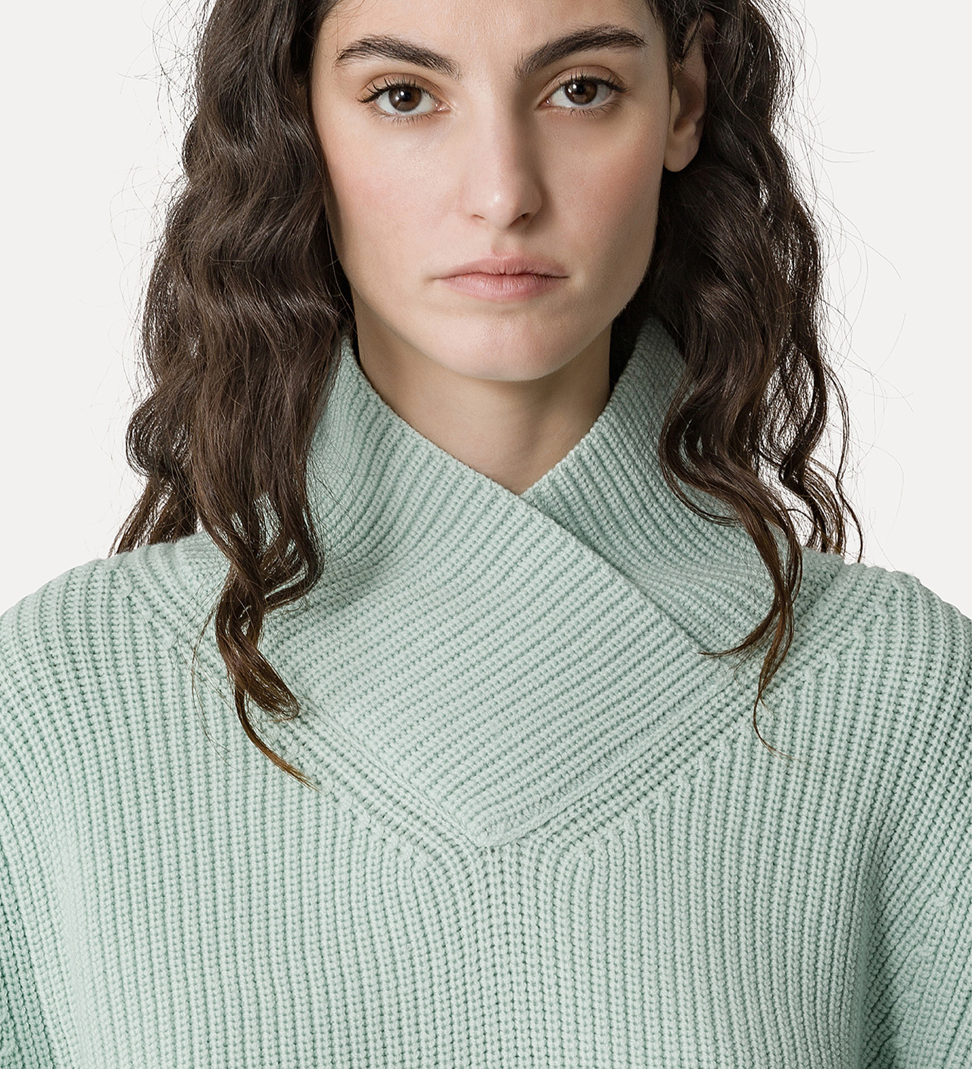 rollneck in stretch merino with a crossover front | forte_forte