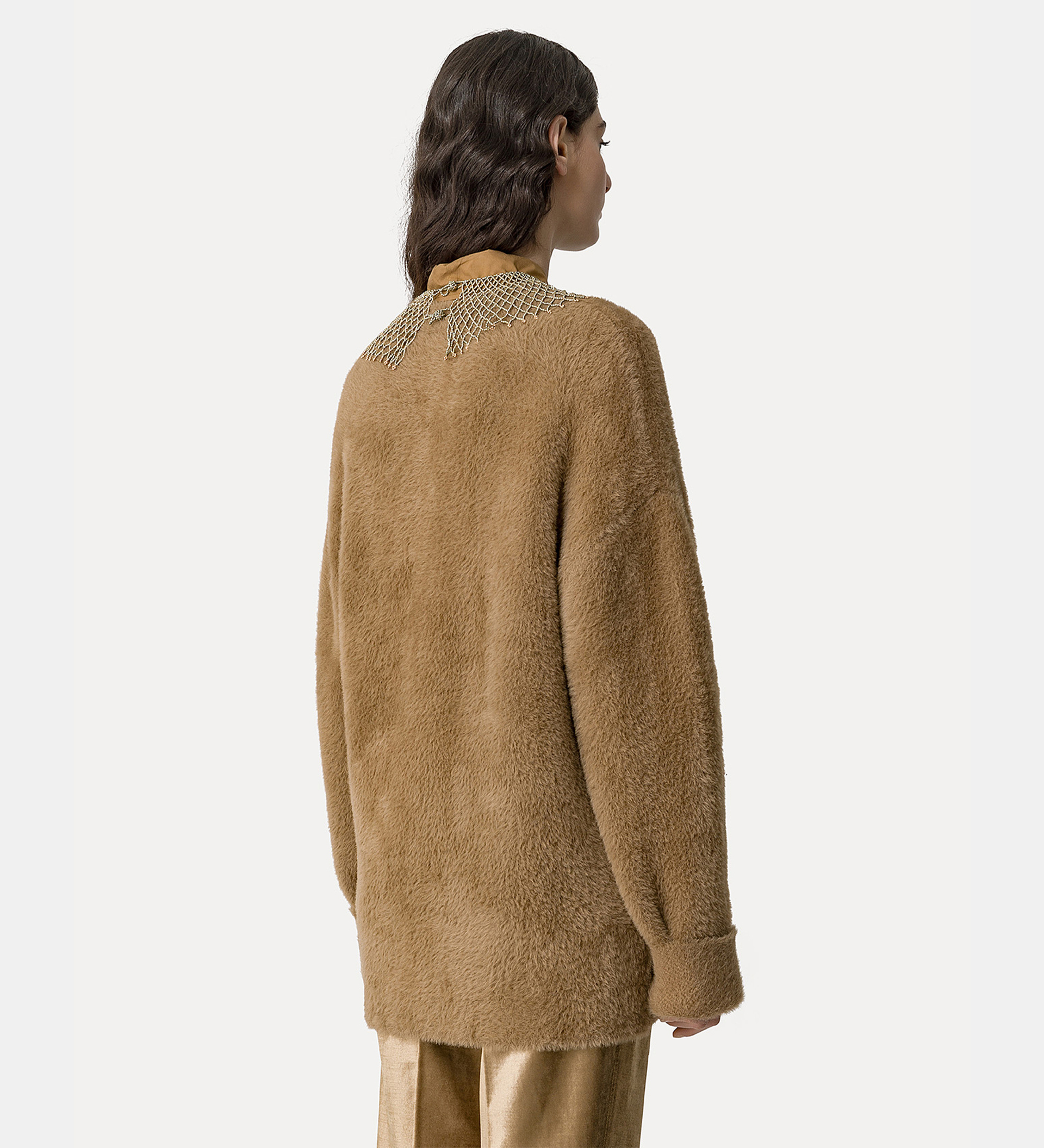 cardigan in velvet–fur–effect yarn | forte_forte